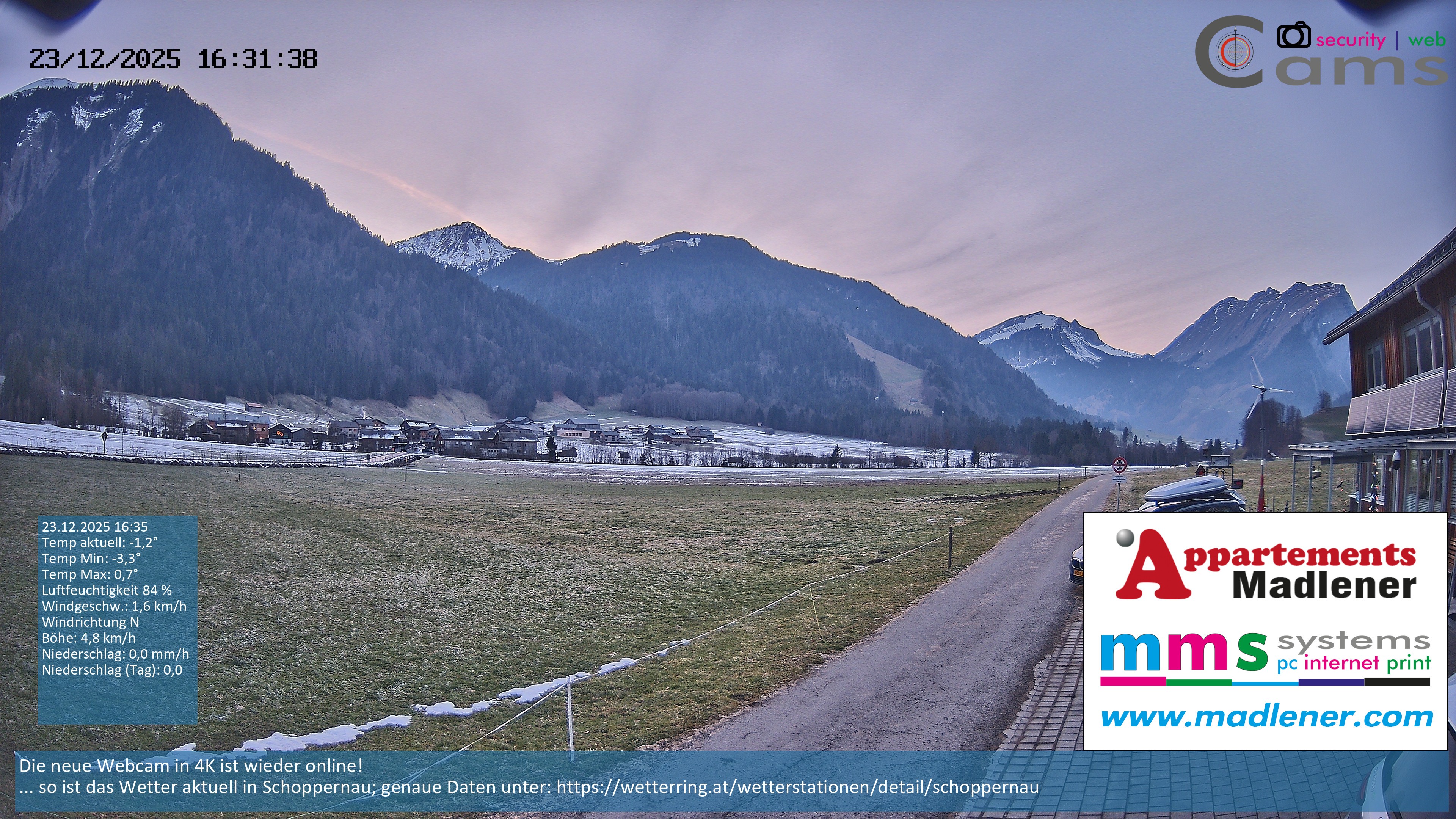 Archiv Foto Webcam Schoppernau Unterdorf im Bregenzerwald