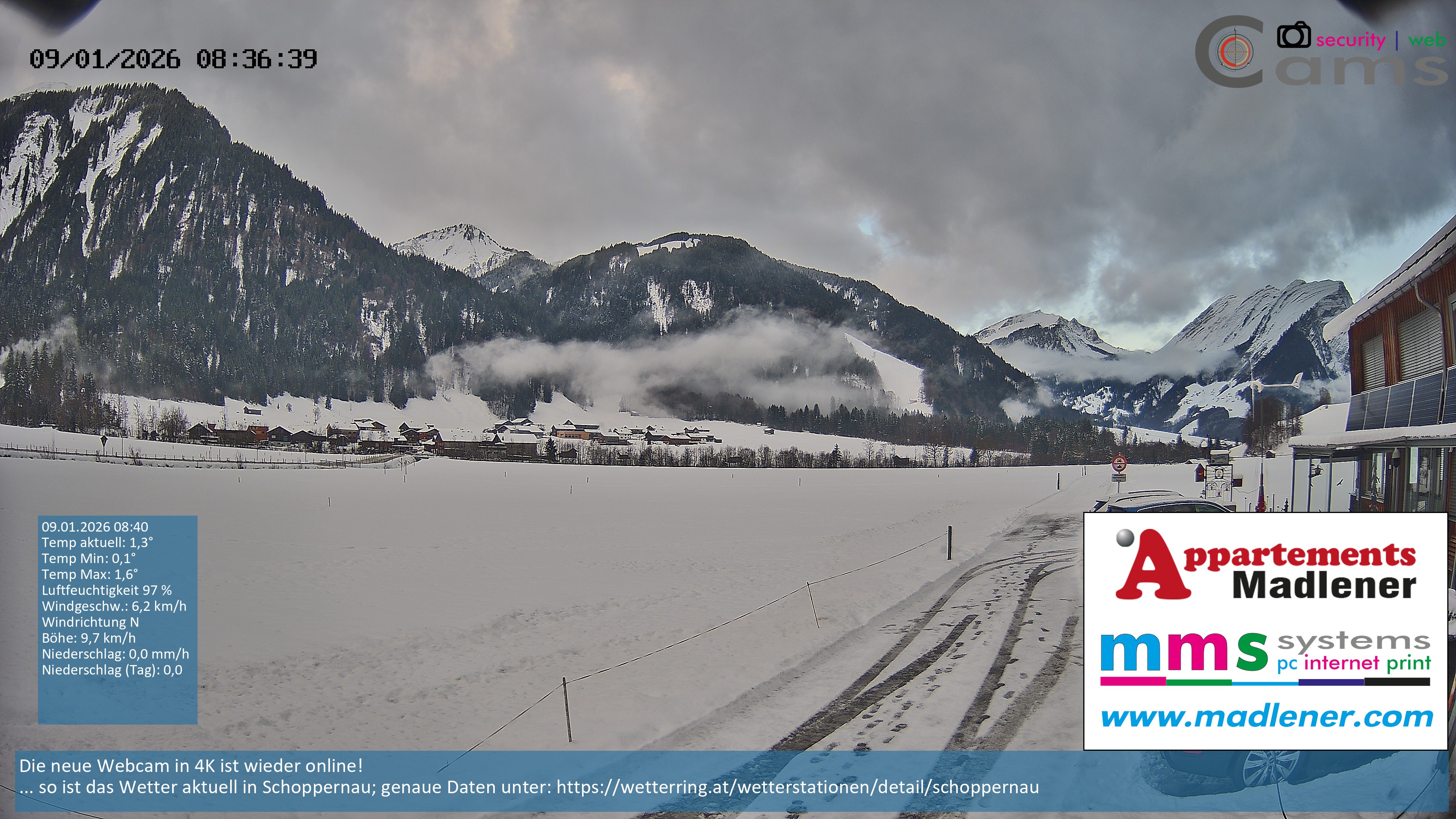 Archiv Foto Webcam Schoppernau Unterdorf im Bregenzerwald