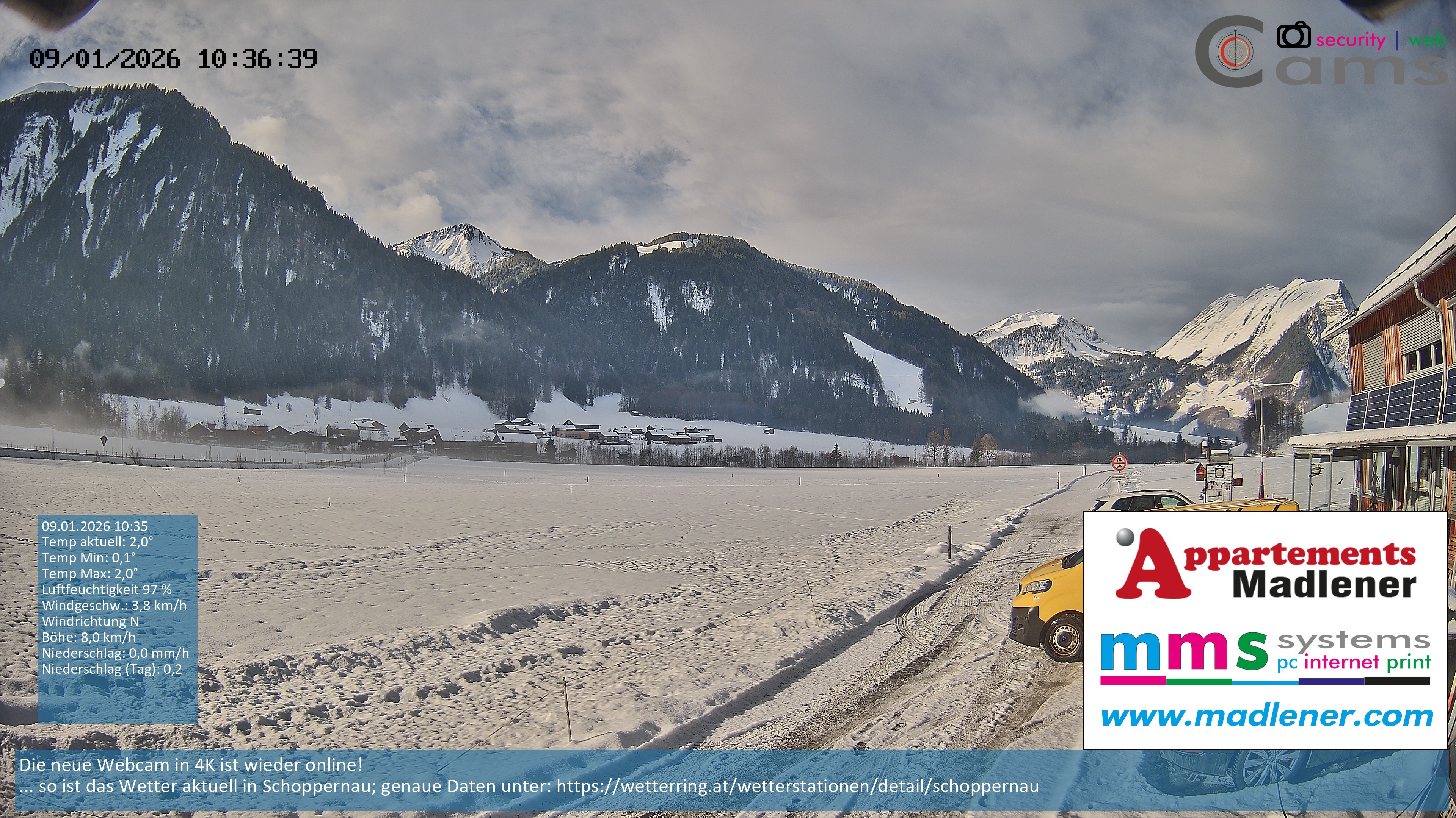 Archiv Foto Webcam Schoppernau Unterdorf im Bregenzerwald