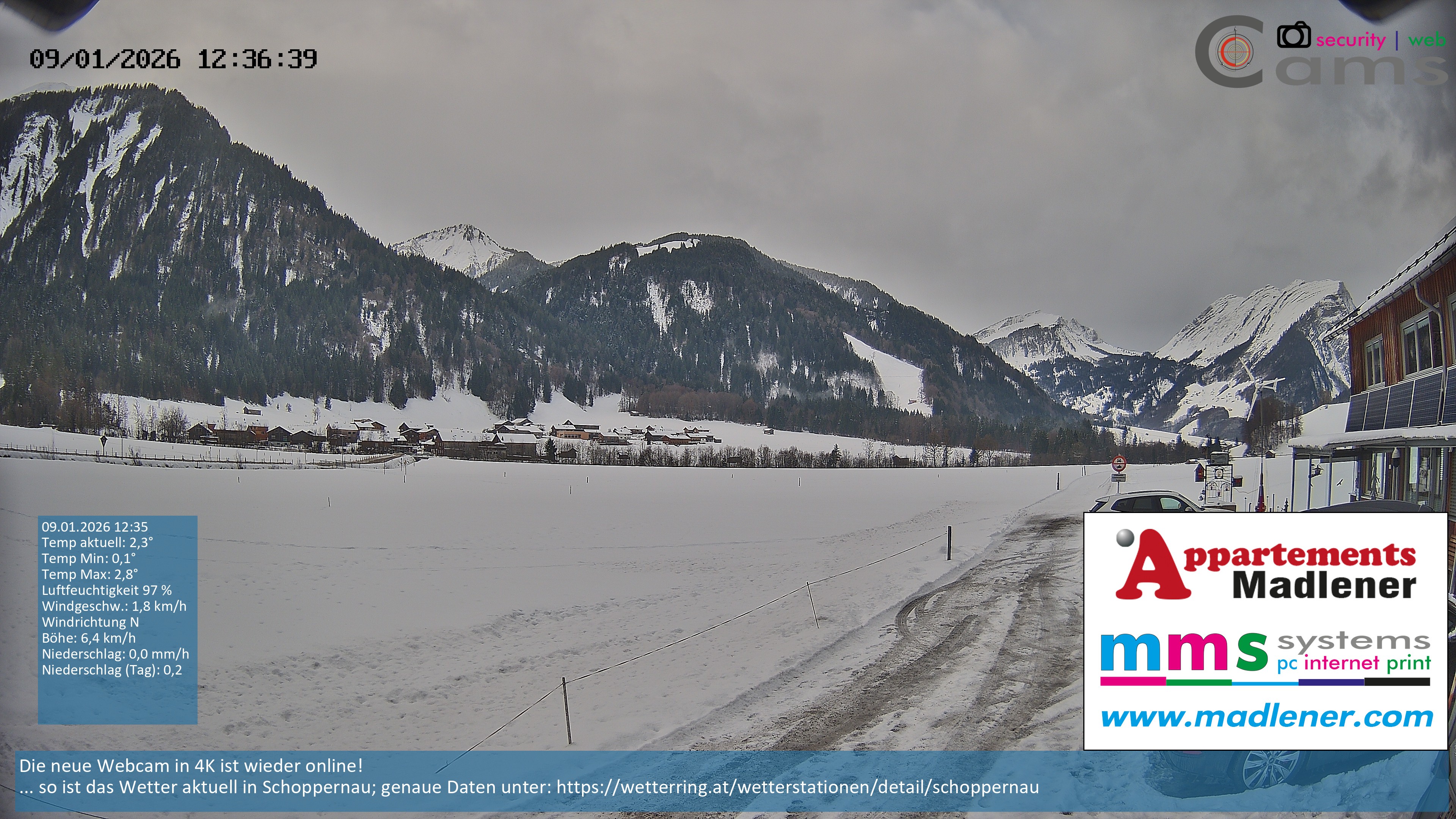 Archiv Foto Webcam Schoppernau Unterdorf im Bregenzerwald