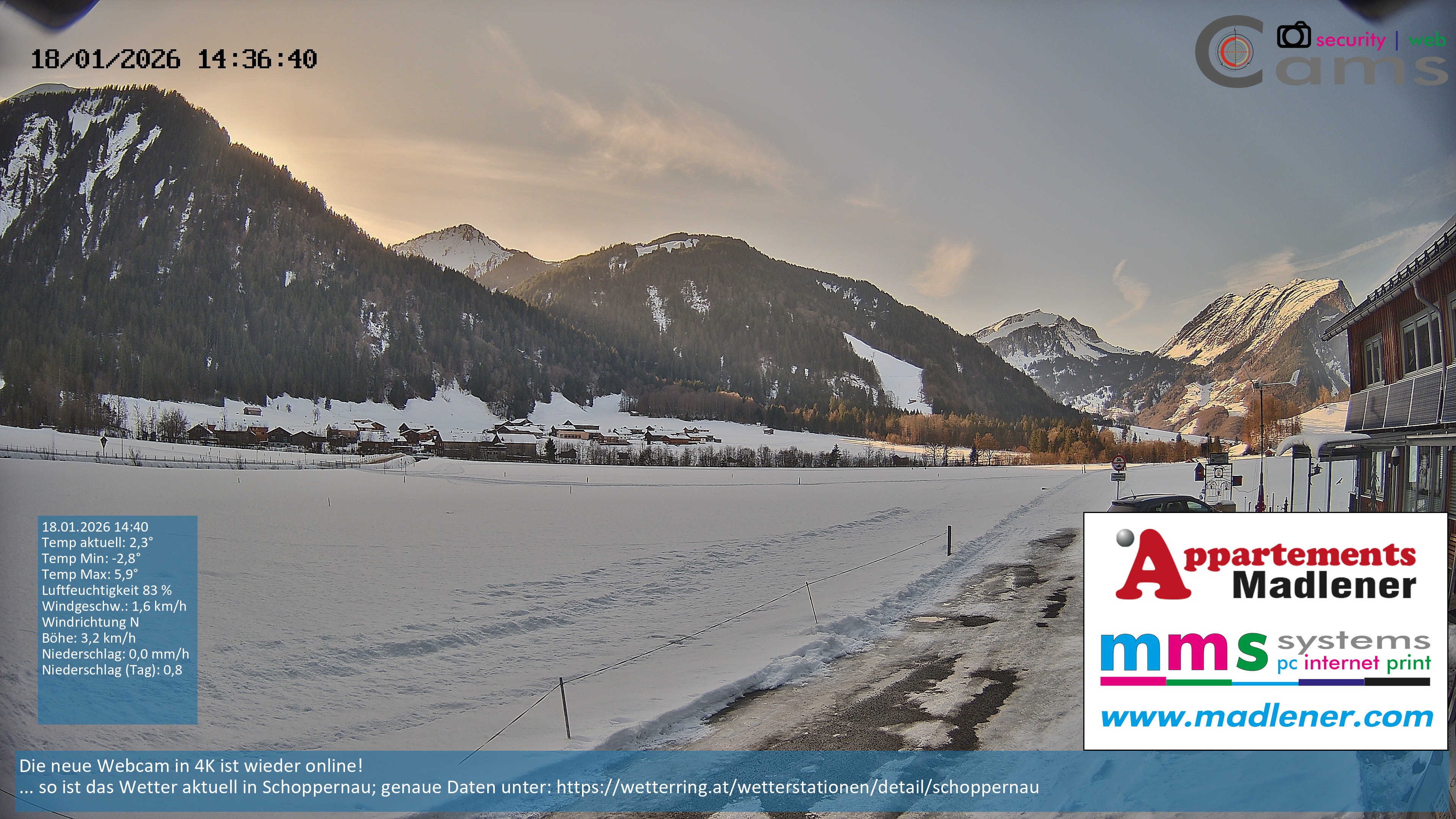 Archiv Foto Webcam Schoppernau Unterdorf im Bregenzerwald
