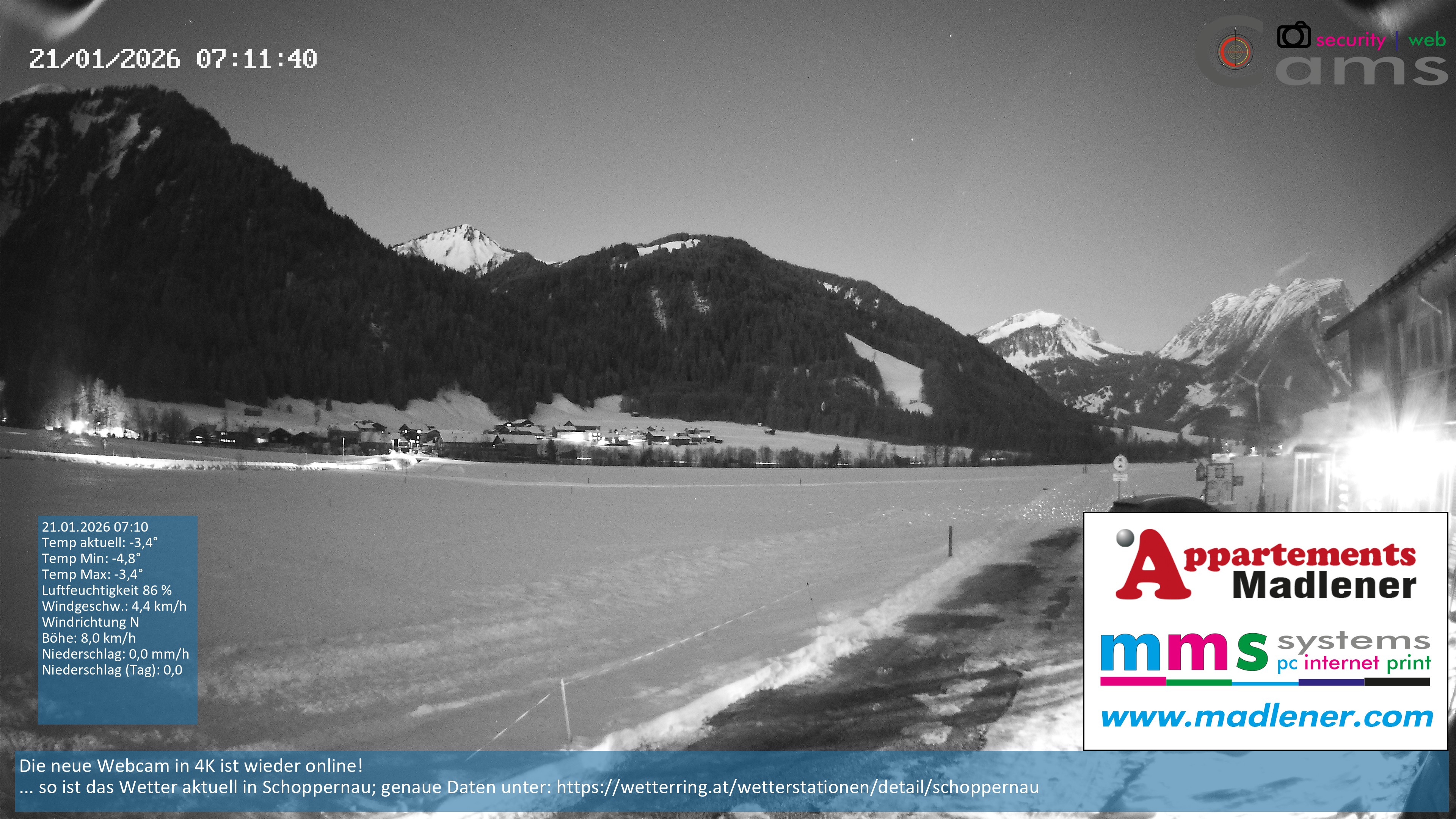 Archived image Webcam Schoppernau lower valley in the Bregenzerwald