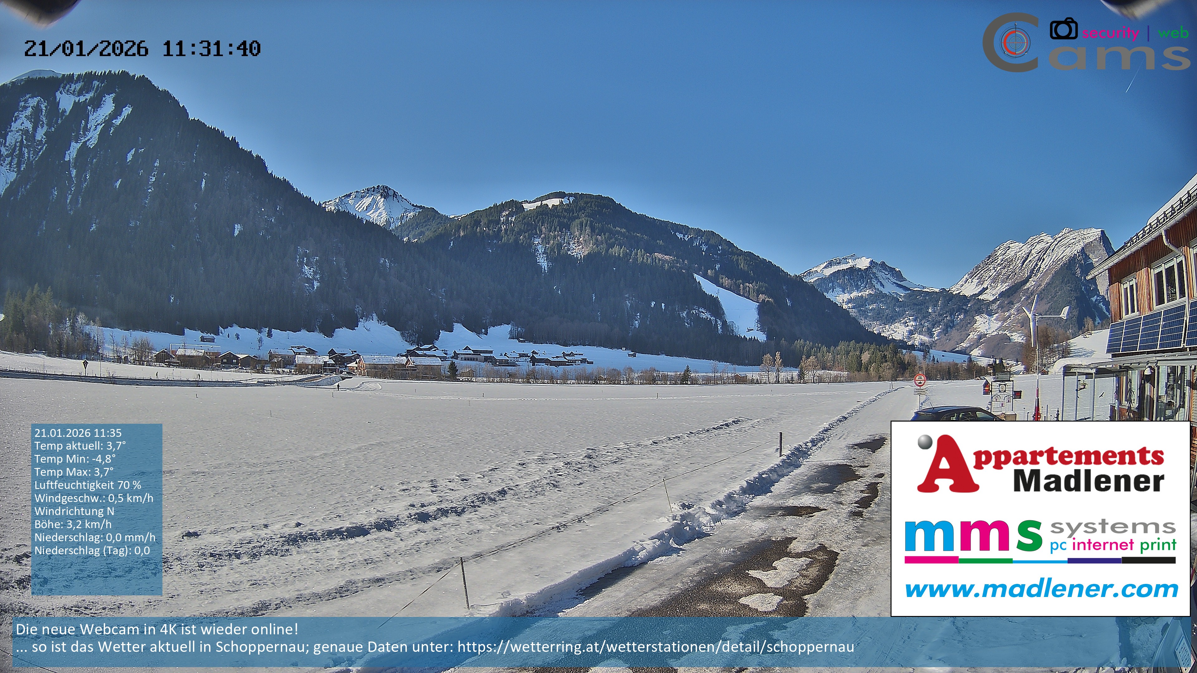 Archived image Webcam Schoppernau lower valley in the Bregenzerwald