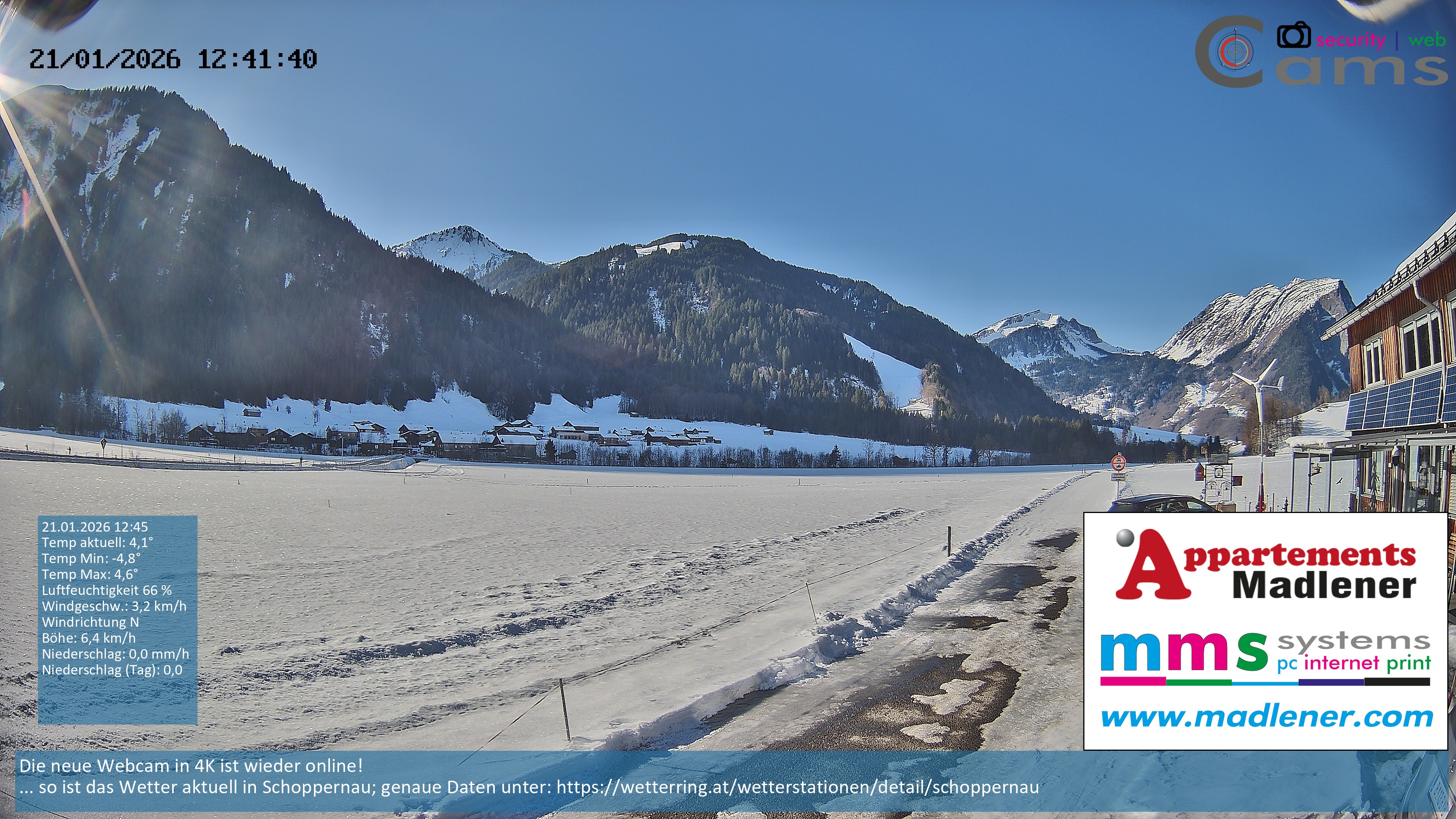 Archived image Webcam Schoppernau lower valley in the Bregenzerwald