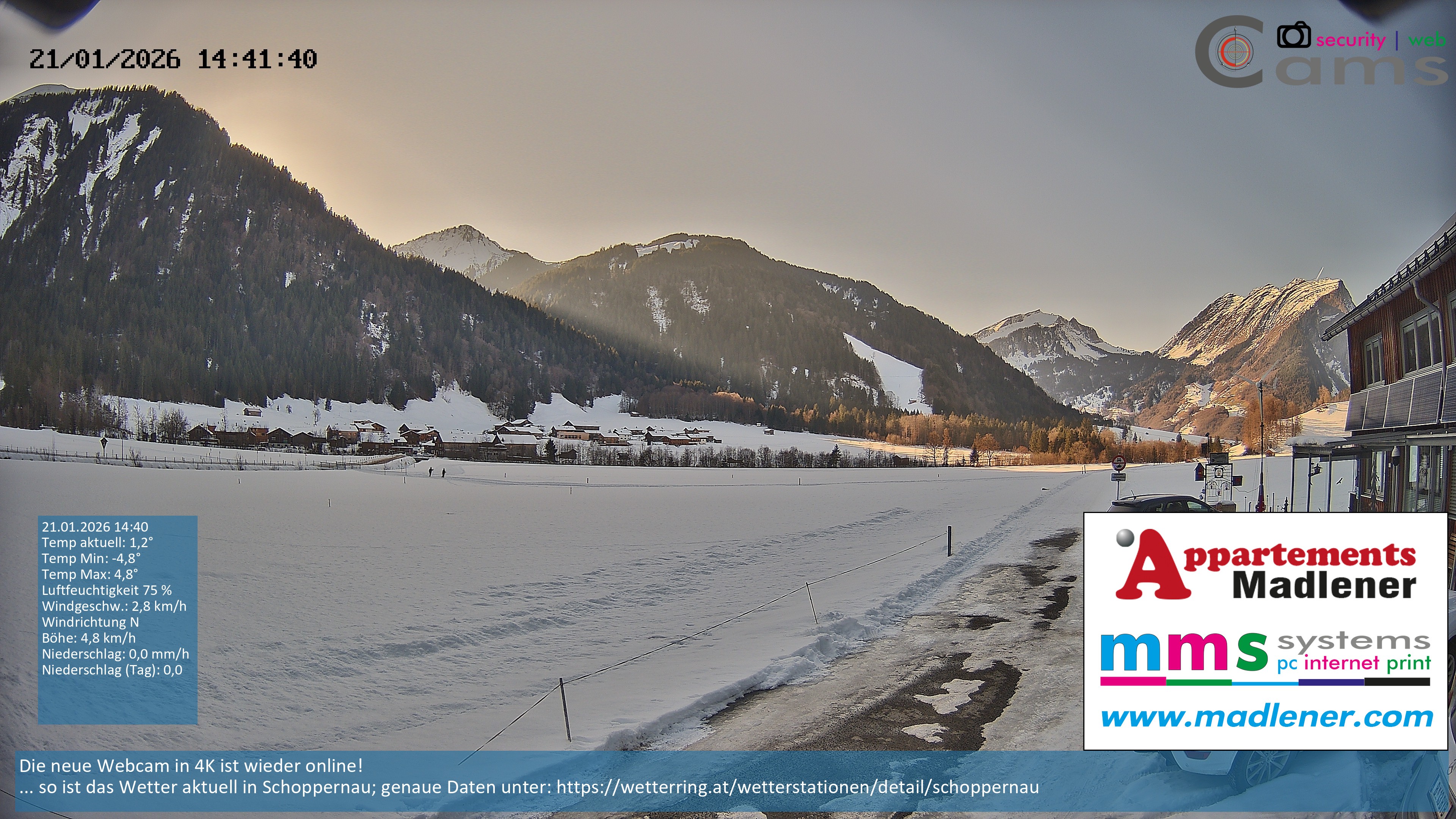 Archived image Webcam Schoppernau lower valley in the Bregenzerwald