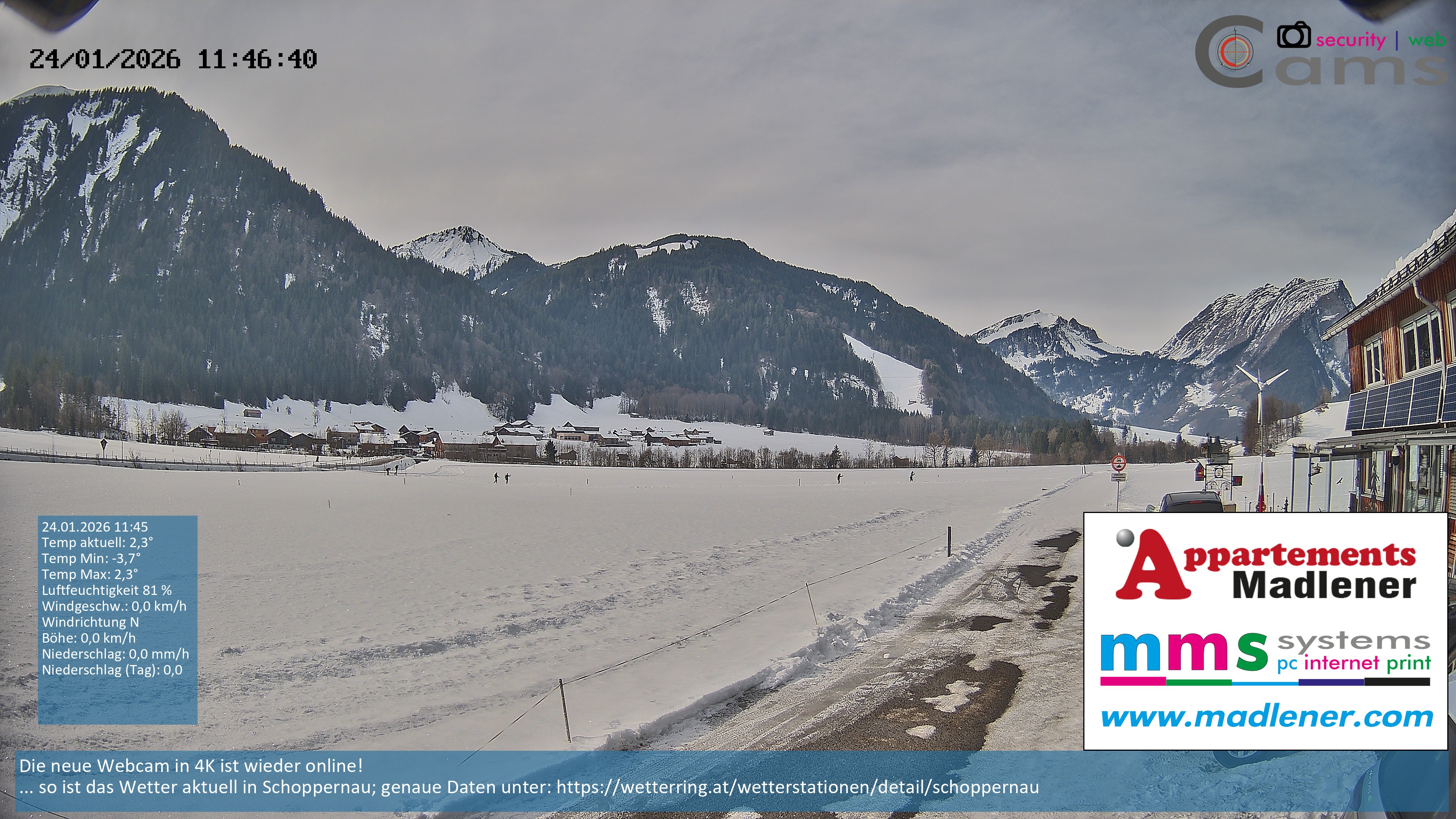 Archived image Webcam Schoppernau lower valley in the Bregenzerwald