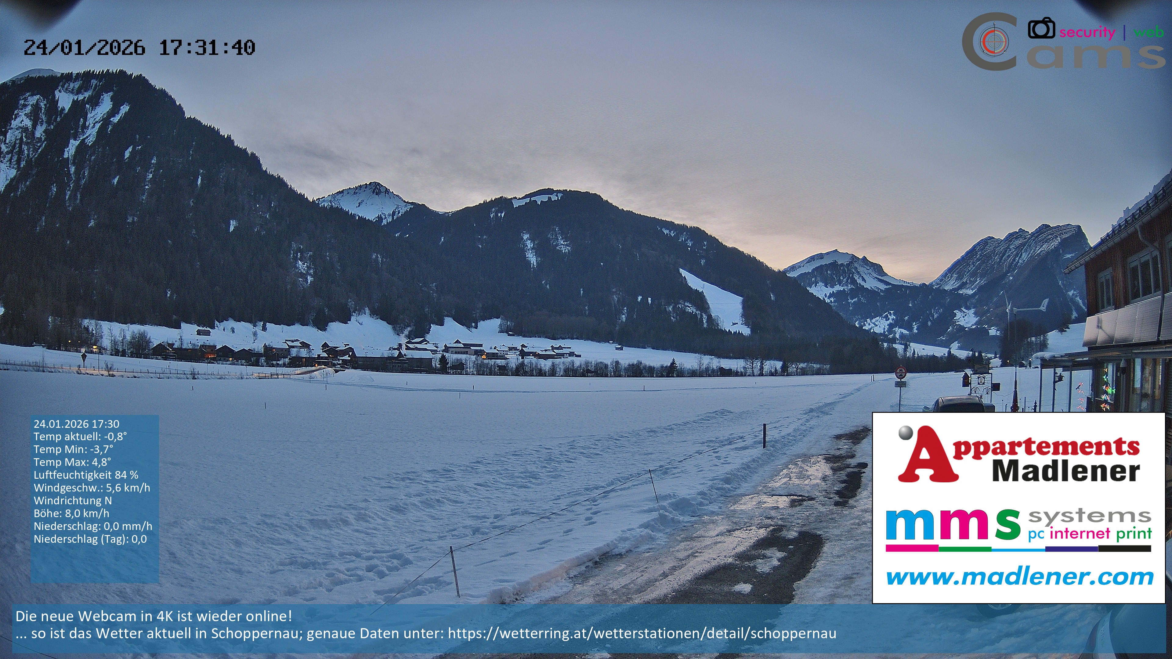 Archived image Webcam Schoppernau lower valley in the Bregenzerwald
