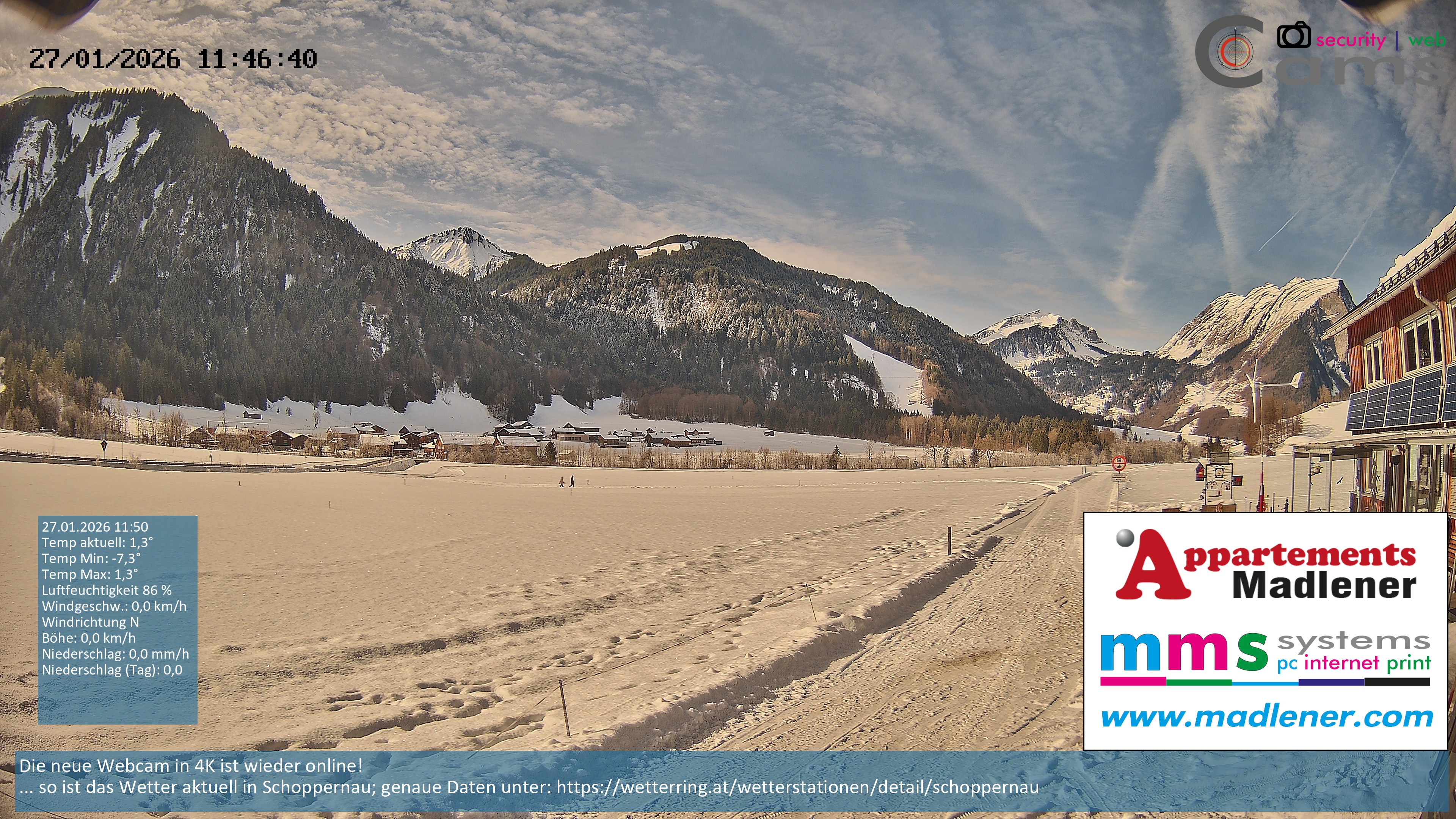 Archiv Foto Webcam Schoppernau Unterdorf im Bregenzerwald