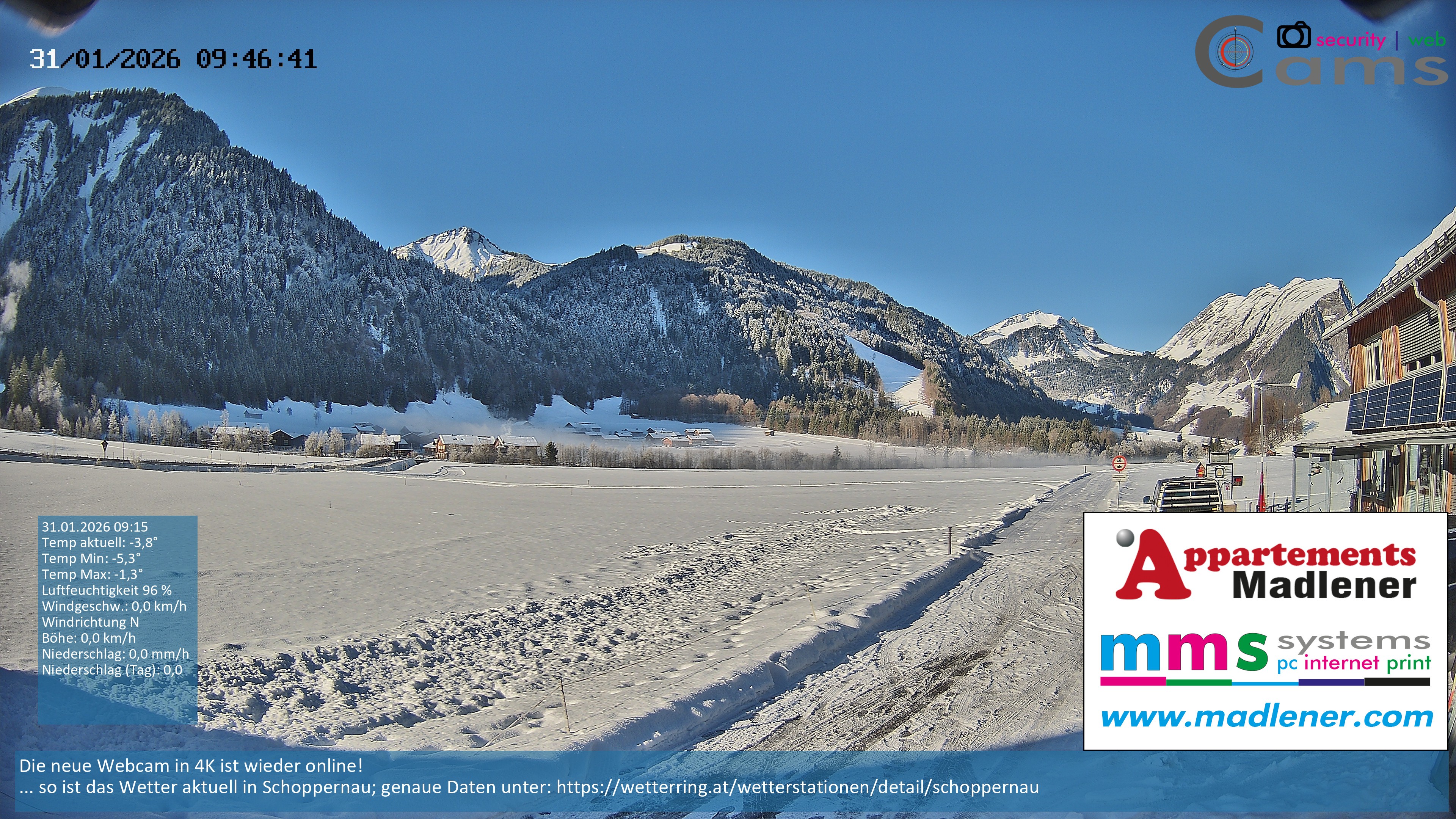 Archiv Foto Webcam Schoppernau Unterdorf im Bregenzerwald