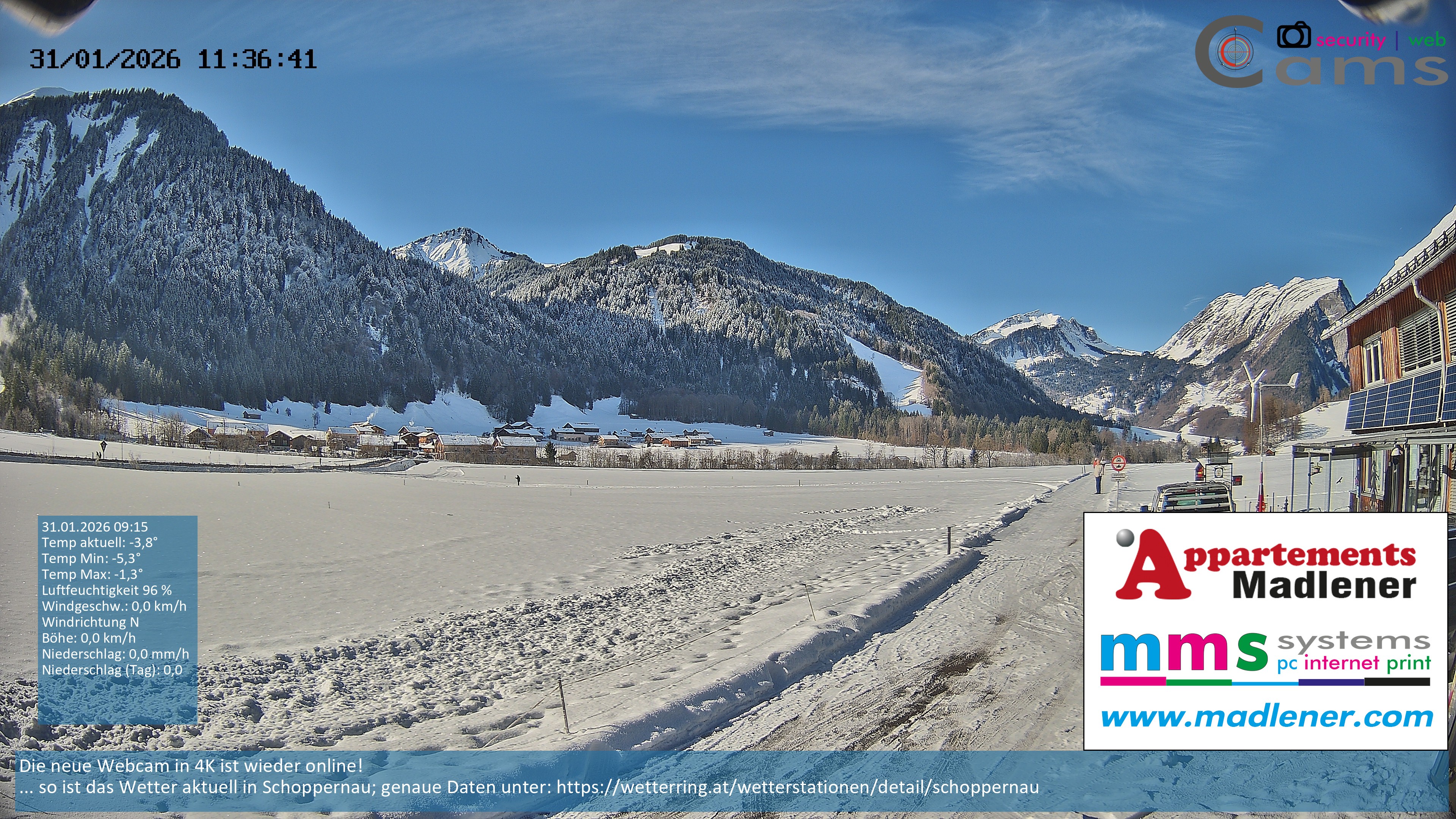 Archiv Foto Webcam Schoppernau Unterdorf im Bregenzerwald