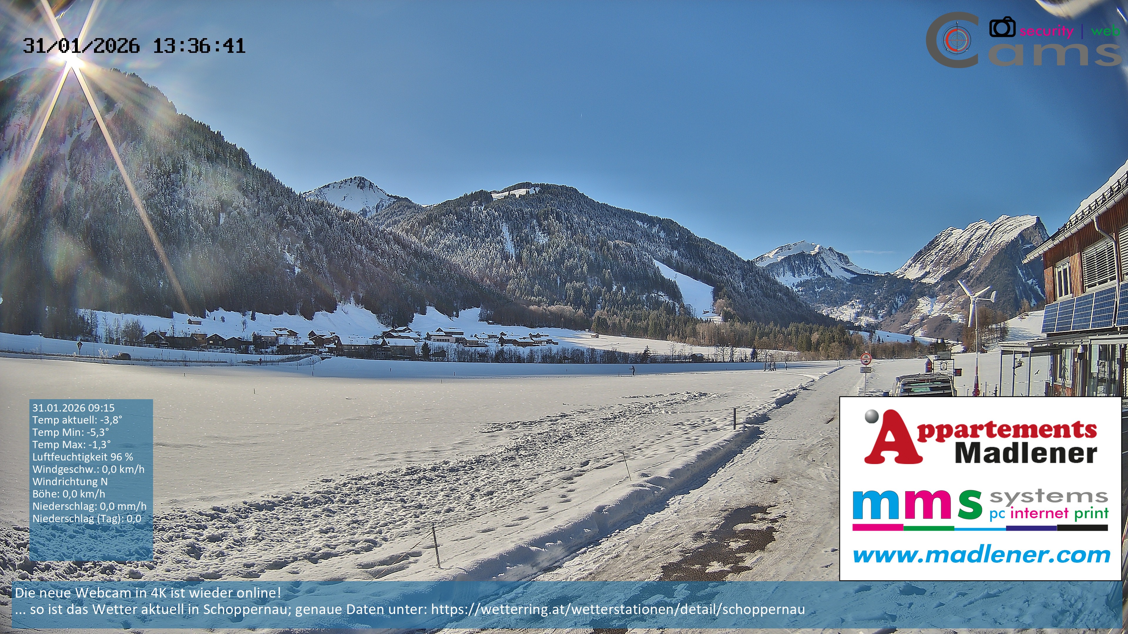 Archiv Foto Webcam Schoppernau Unterdorf im Bregenzerwald