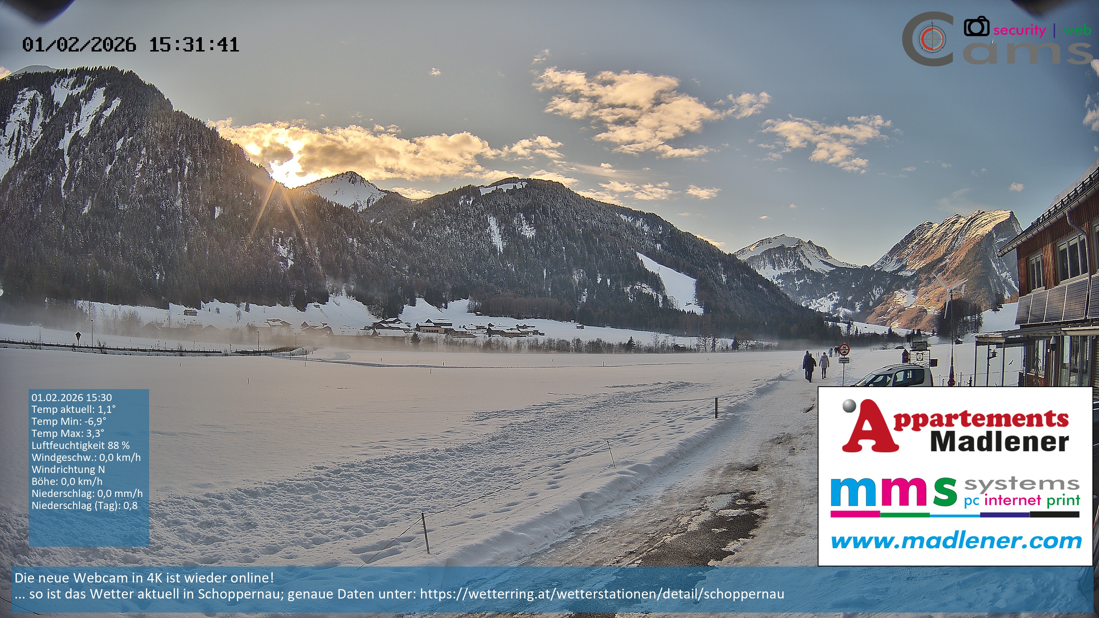 Archiv Foto Webcam Schoppernau Unterdorf im Bregenzerwald