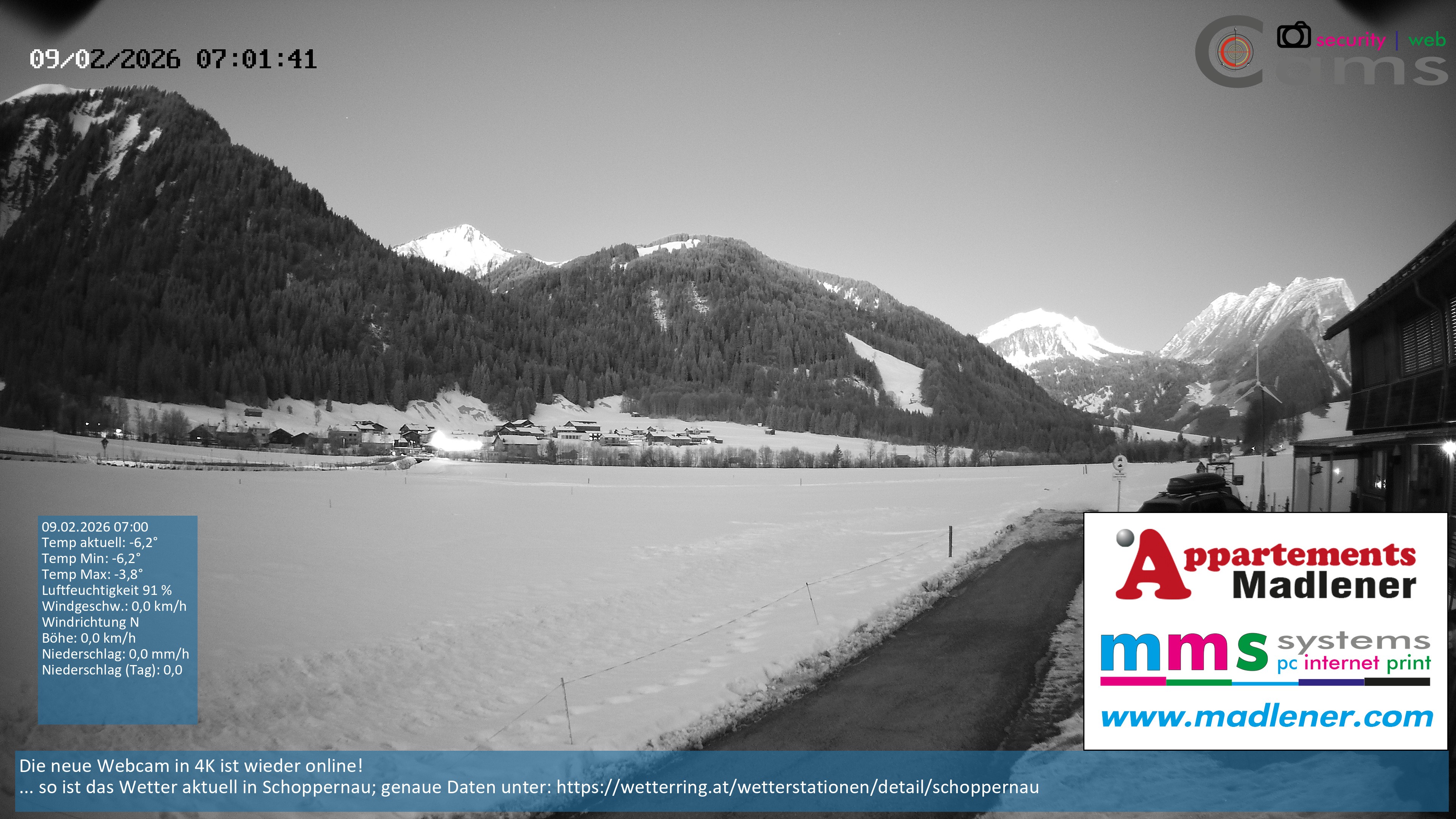 Archived image Webcam Schoppernau lower valley in the Bregenzerwald