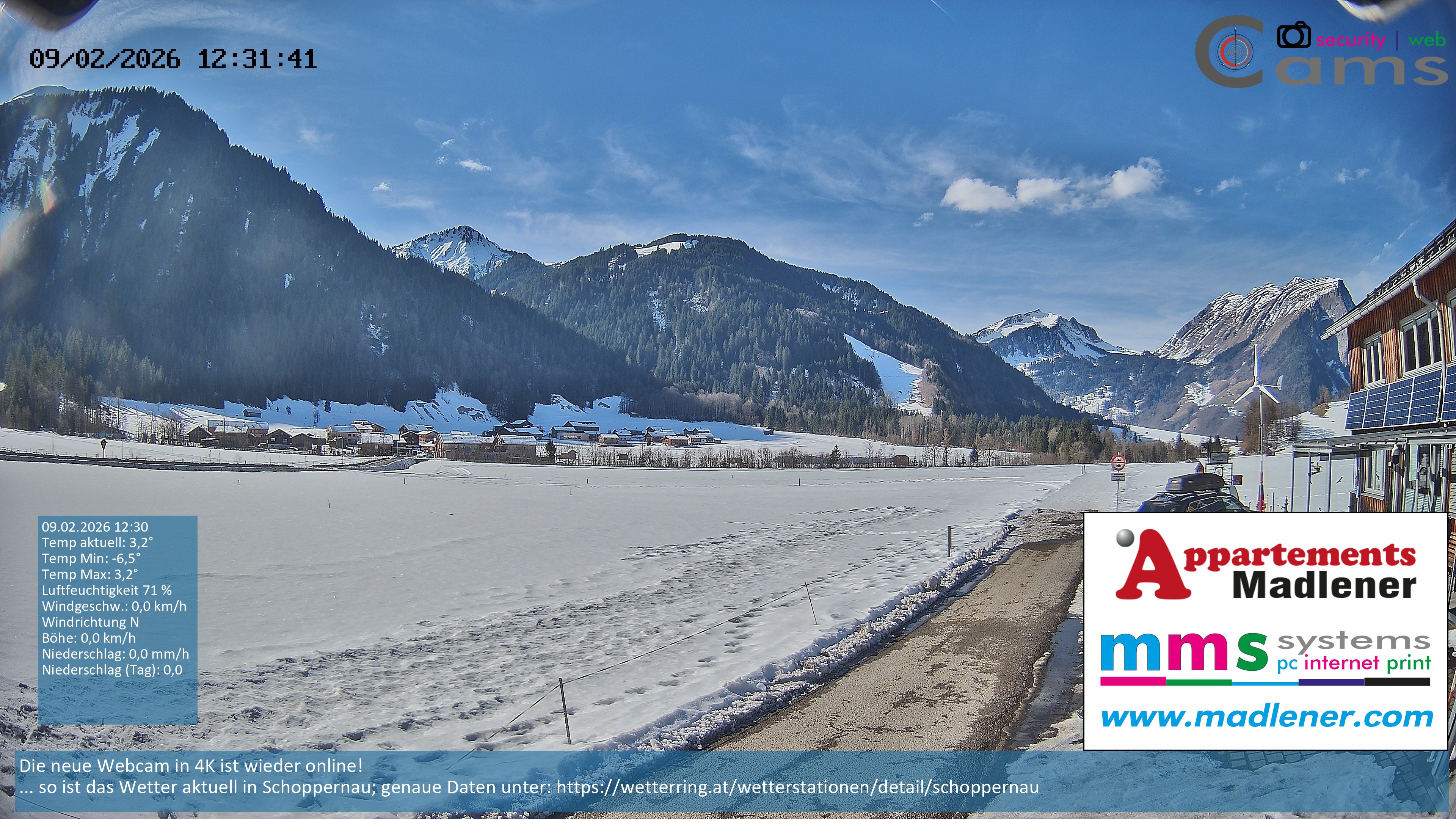 Archived image Webcam Schoppernau lower valley in the Bregenzerwald