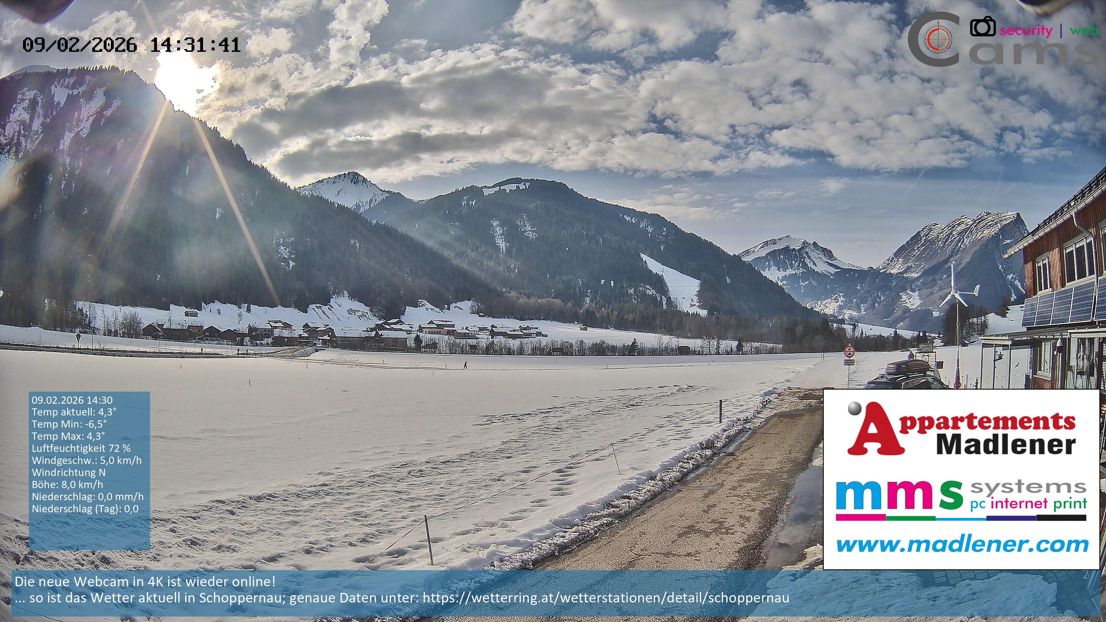 Archived image Webcam Schoppernau lower valley in the Bregenzerwald