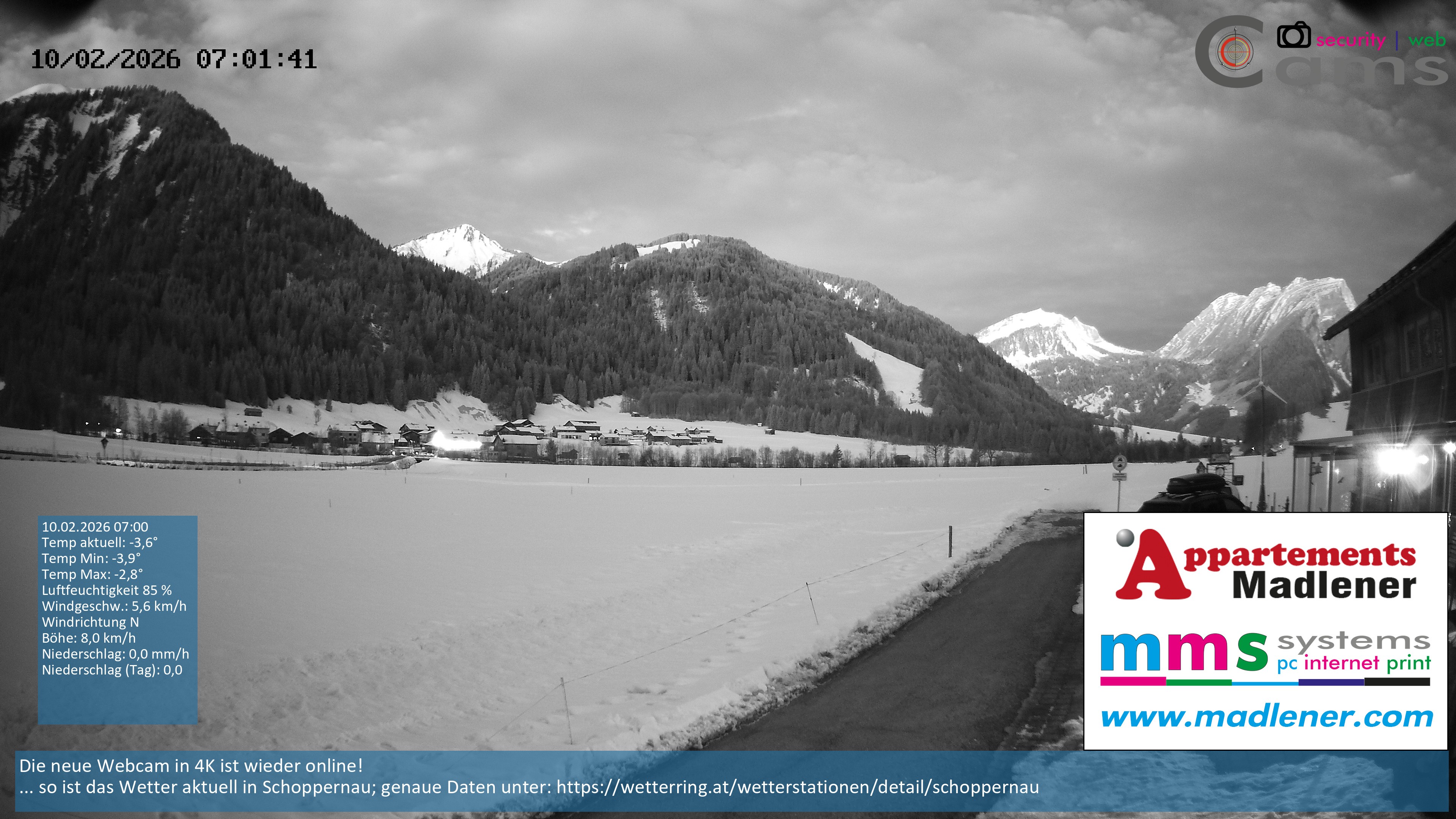 Archiv Foto Webcam Schoppernau Unterdorf im Bregenzerwald