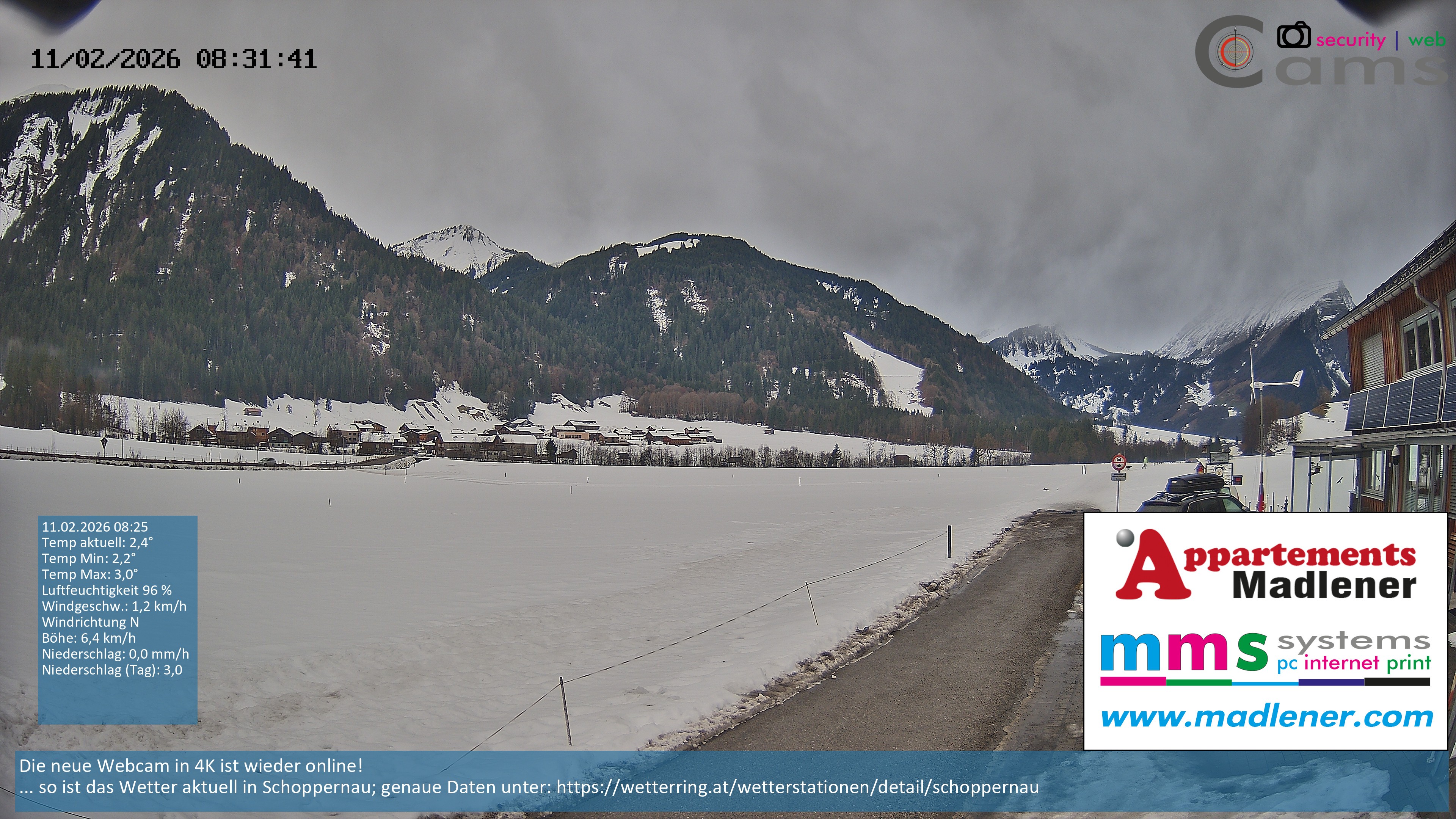 Archived image Webcam Schoppernau lower valley in the Bregenzerwald