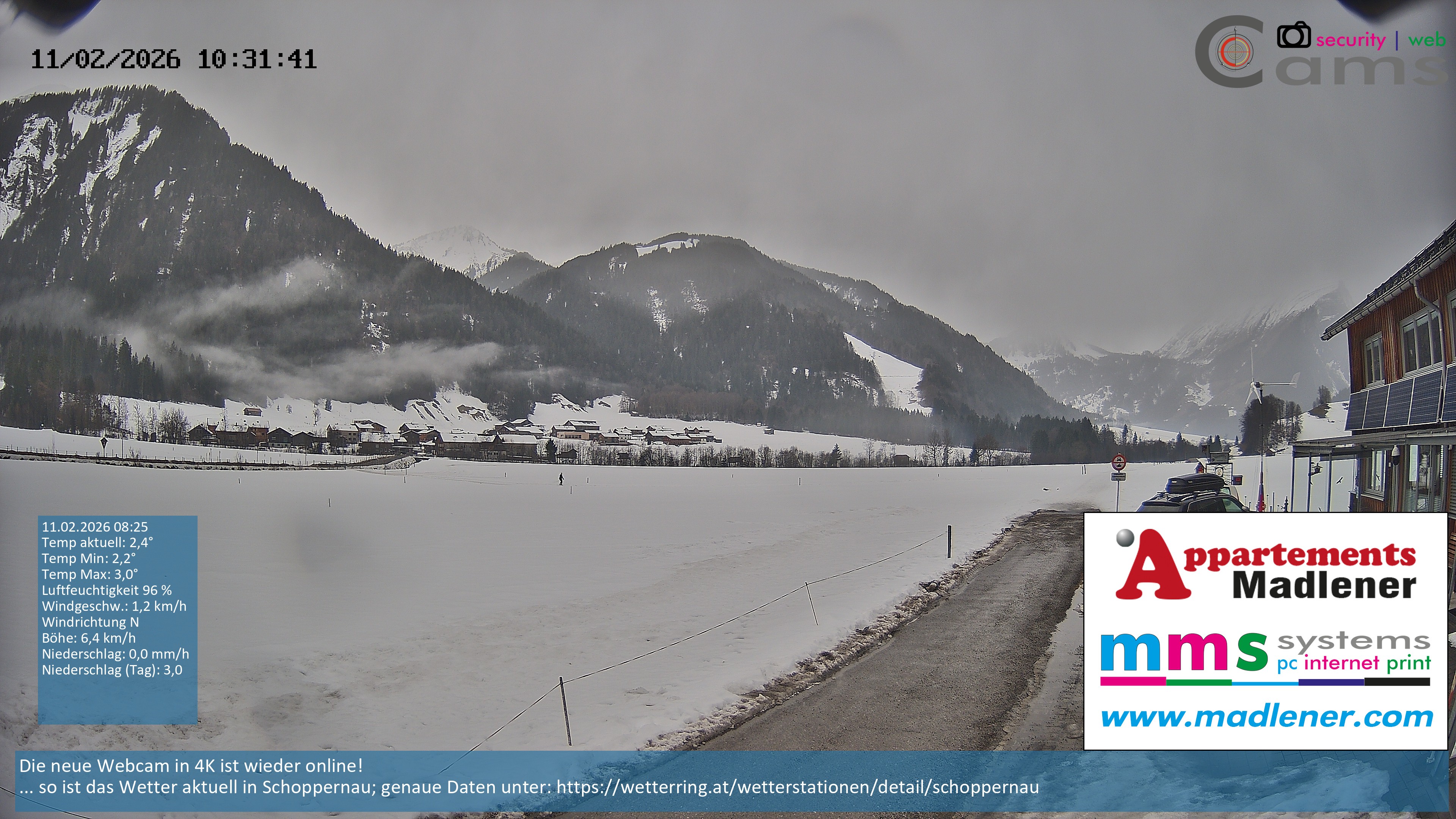 Archived image Webcam Schoppernau lower valley in the Bregenzerwald