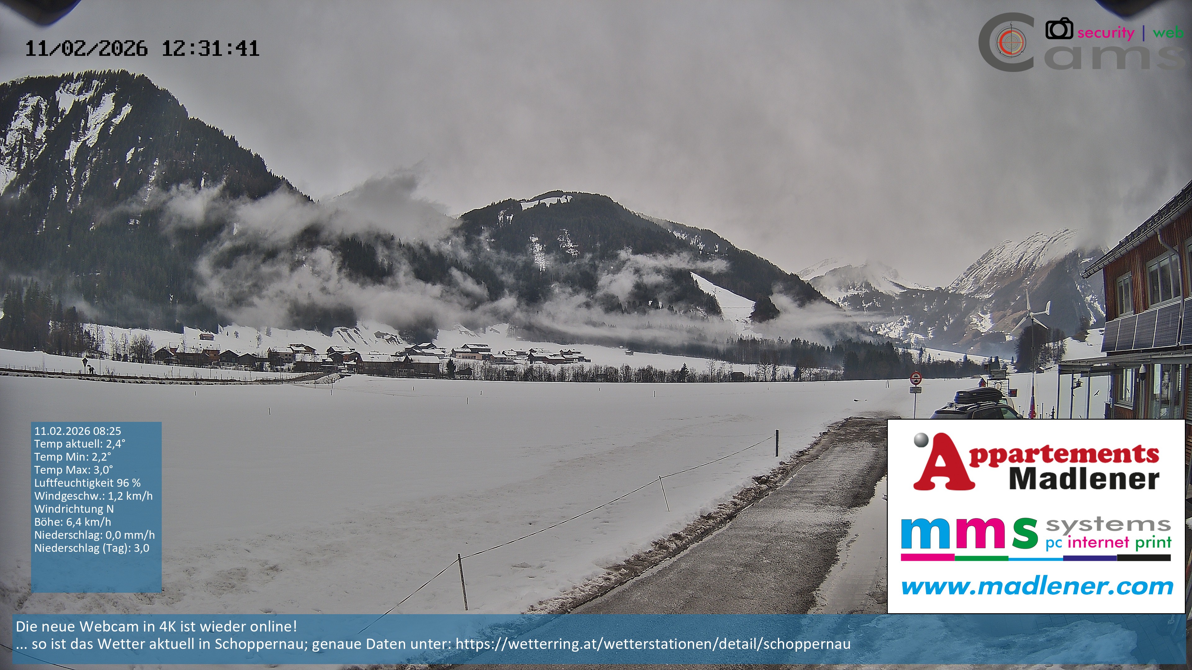 Archiv Foto Webcam Schoppernau Unterdorf im Bregenzerwald