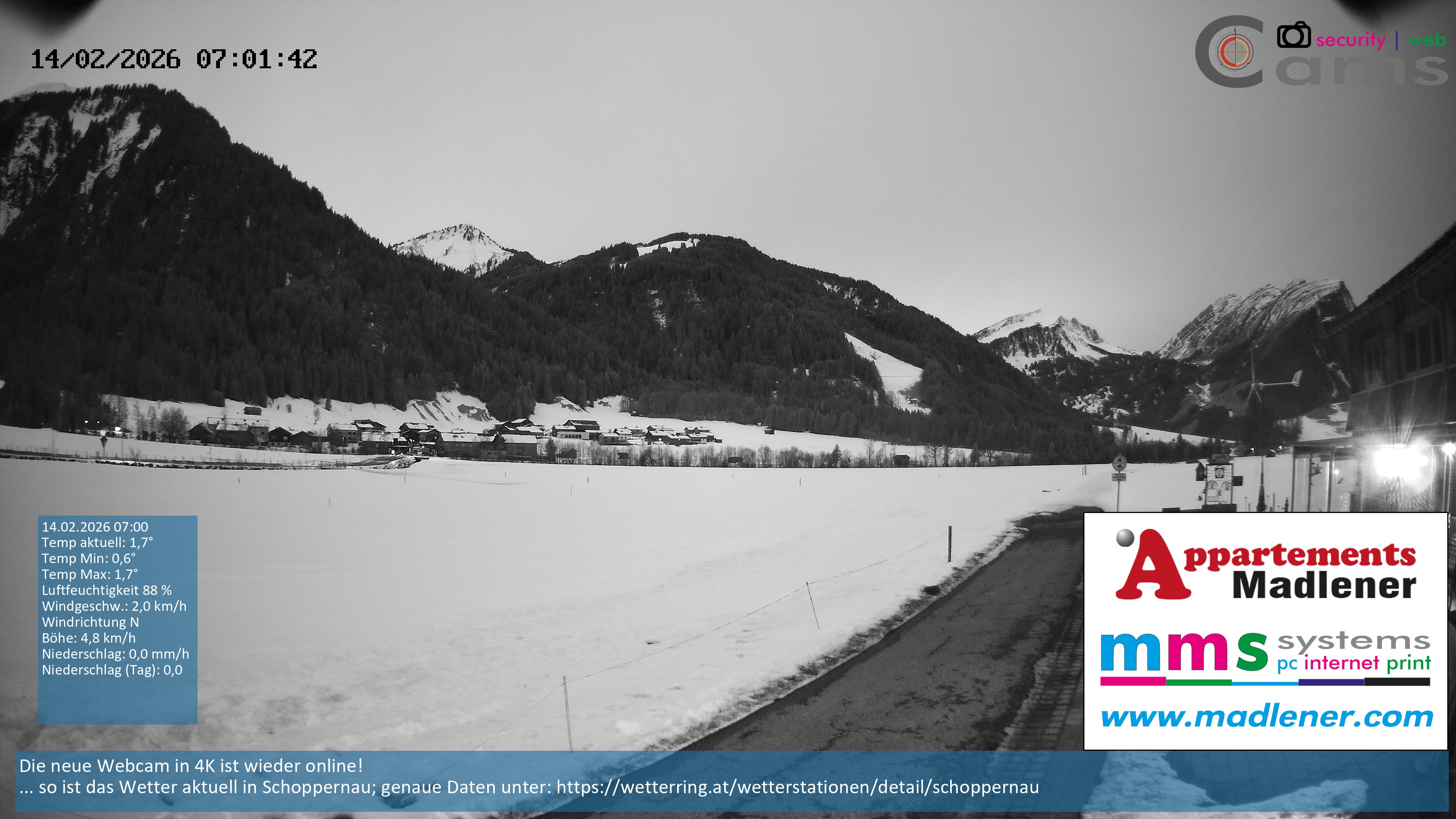 Archiv Foto Webcam Schoppernau Unterdorf im Bregenzerwald