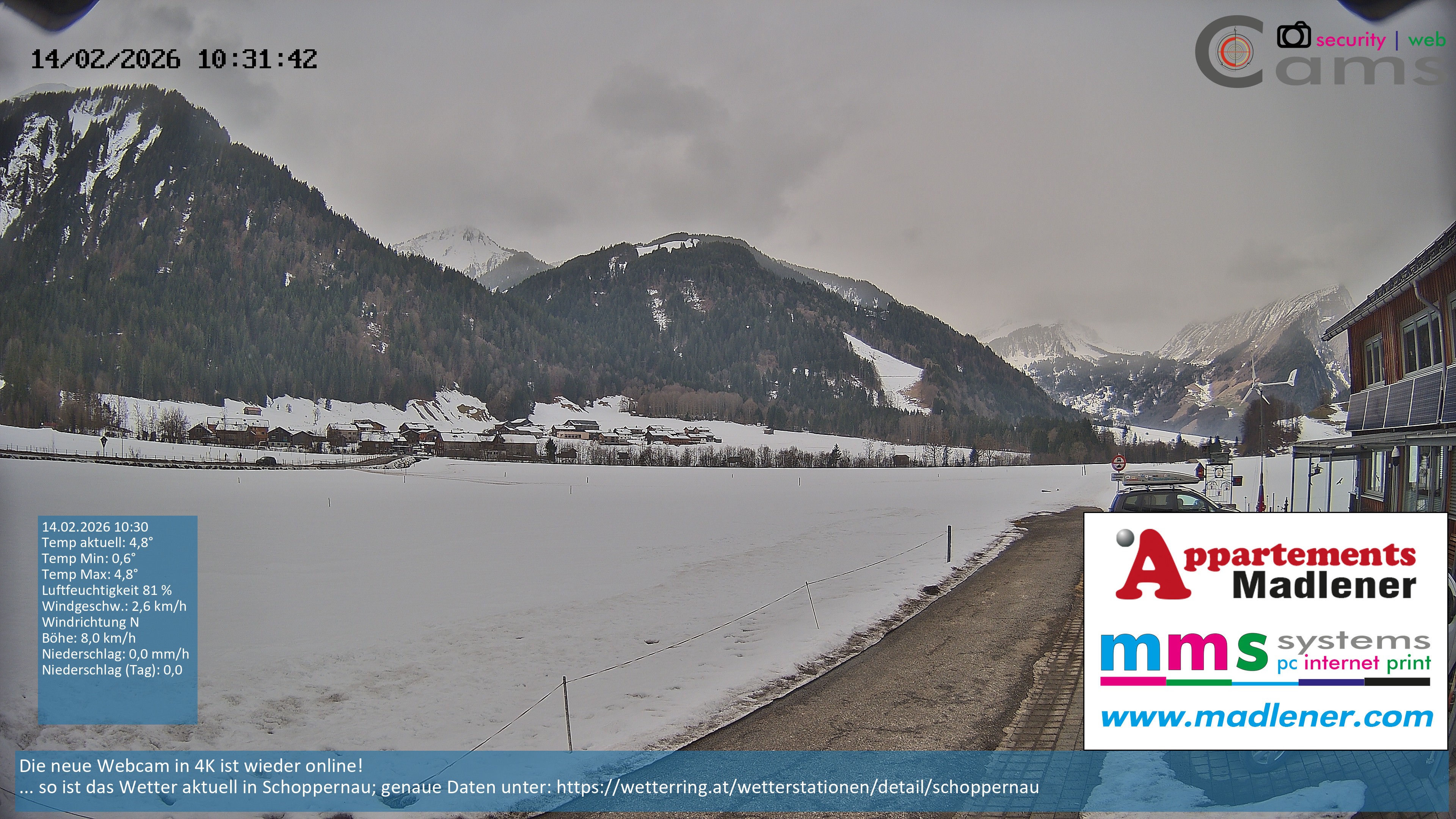 Archiv Foto Webcam Schoppernau Unterdorf im Bregenzerwald