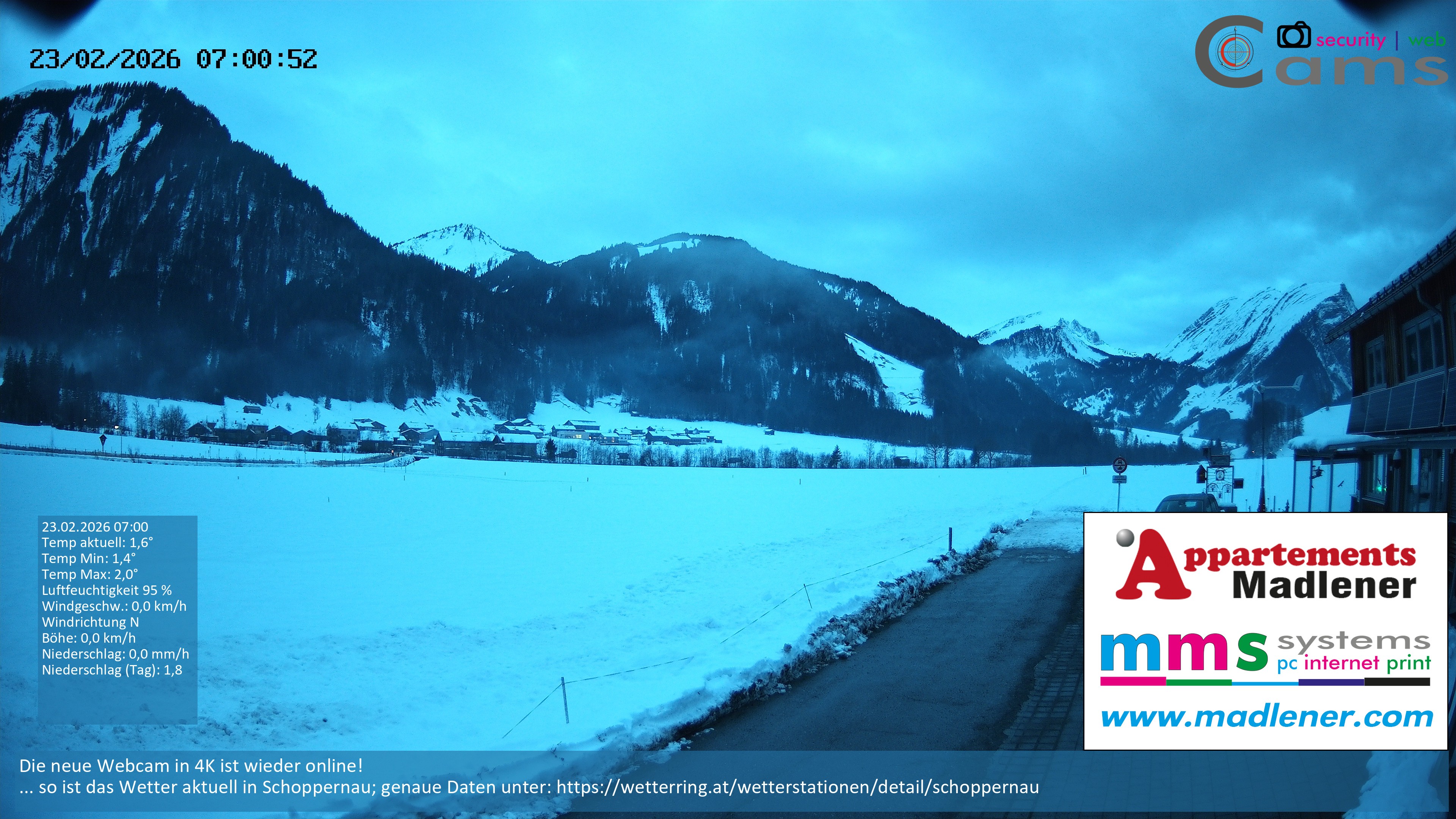 Archiv Foto Webcam Schoppernau Unterdorf im Bregenzerwald