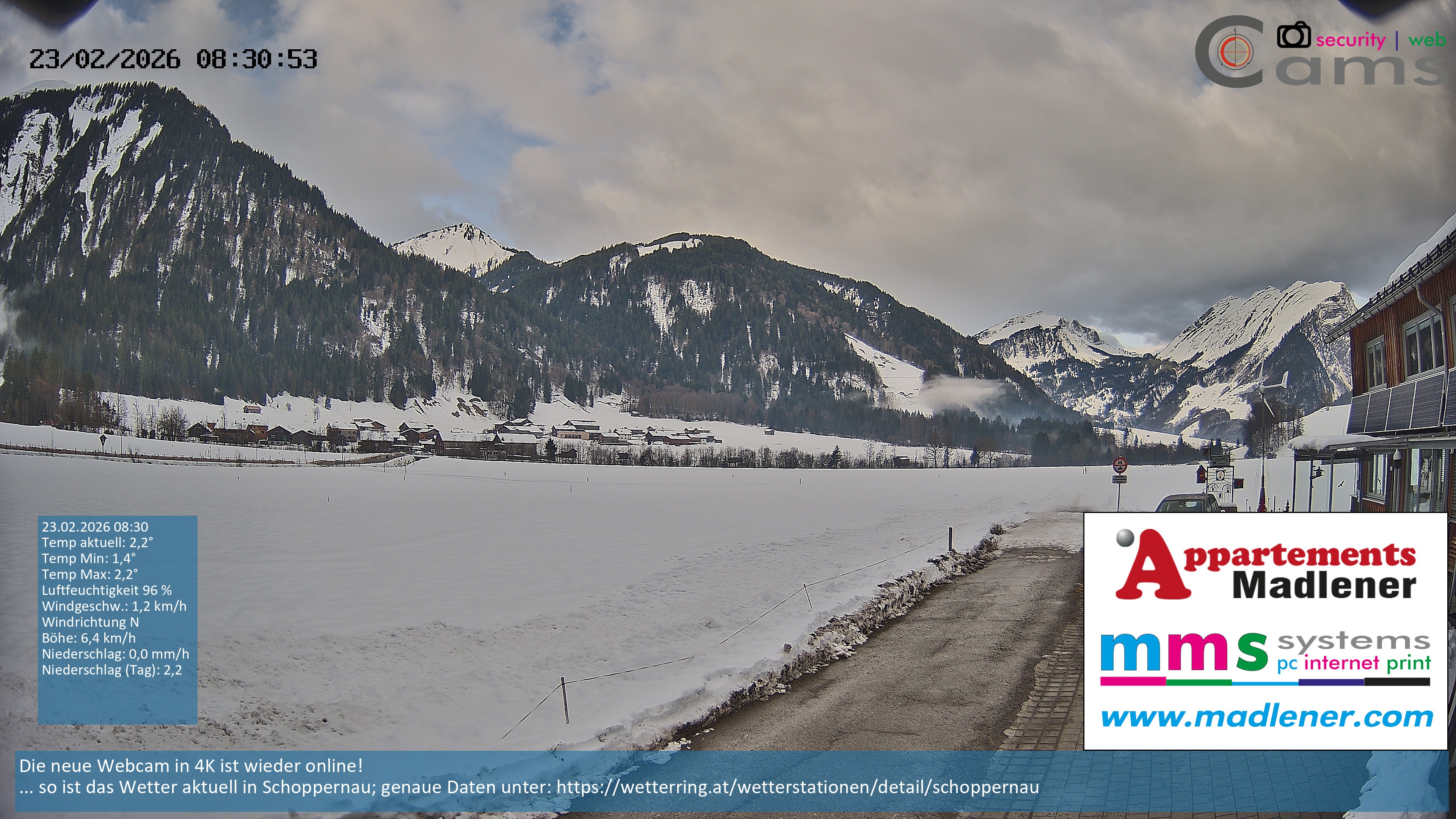 Archiv Foto Webcam Schoppernau Unterdorf im Bregenzerwald