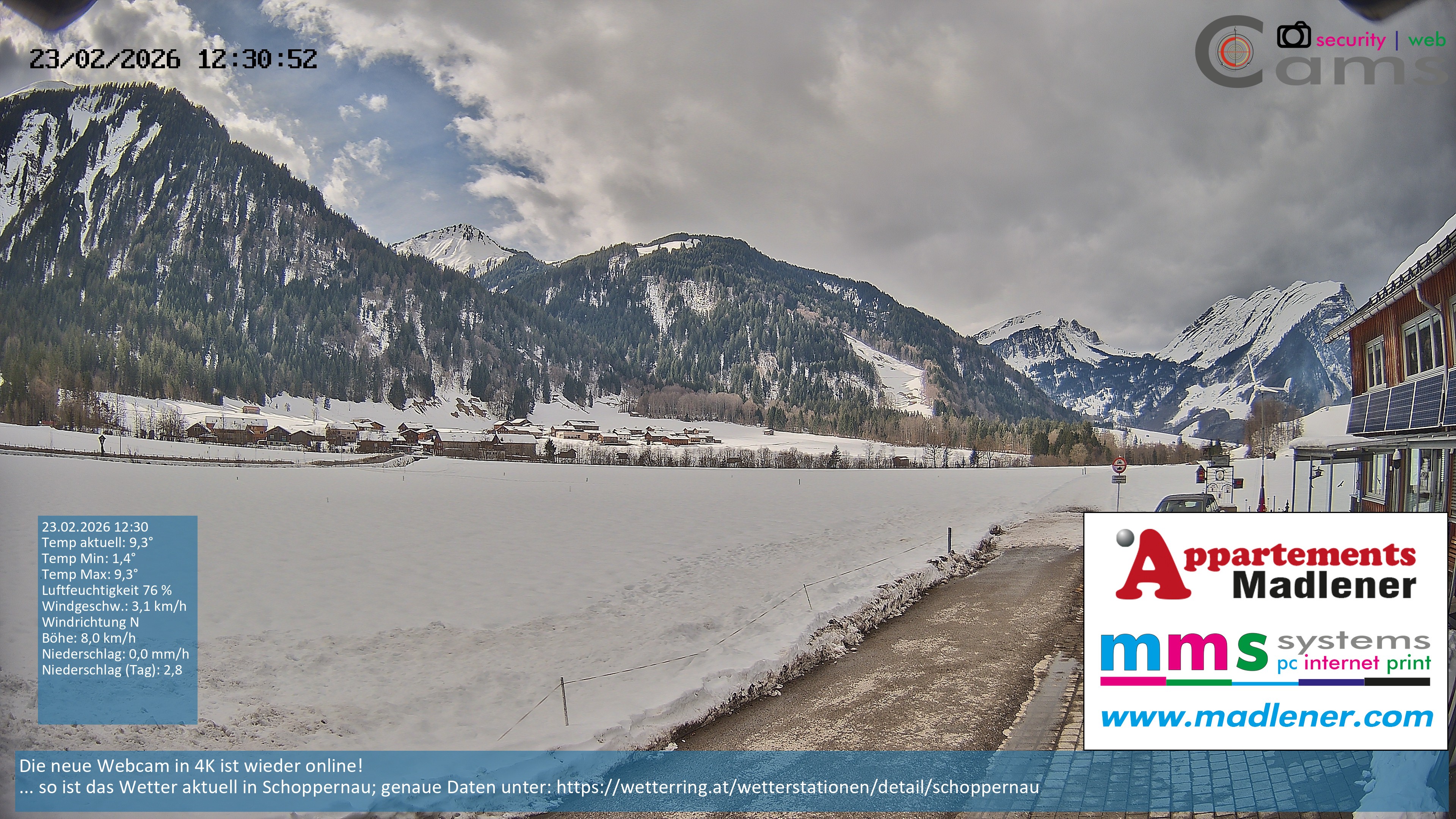 Archiv Foto Webcam Schoppernau Unterdorf im Bregenzerwald