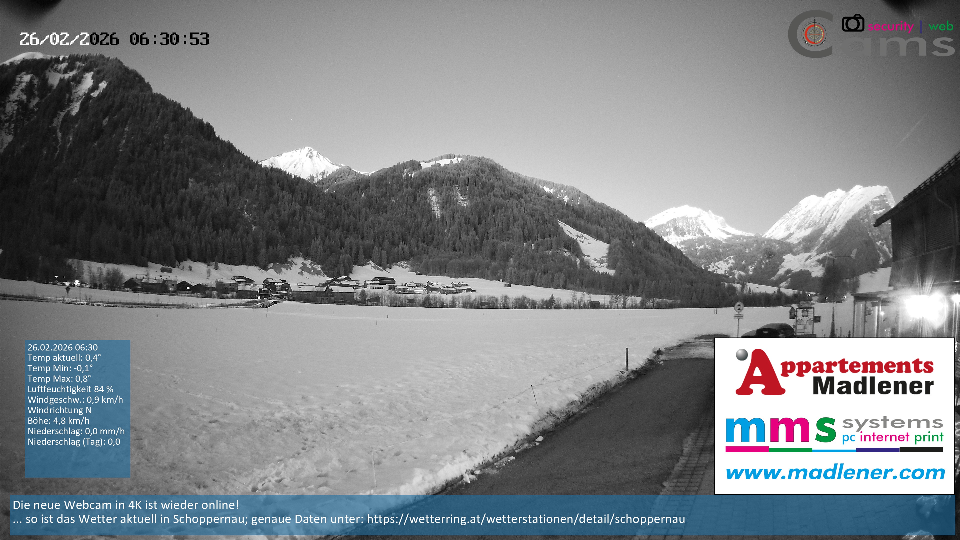 Archived image Webcam Schoppernau lower valley in the Bregenzerwald