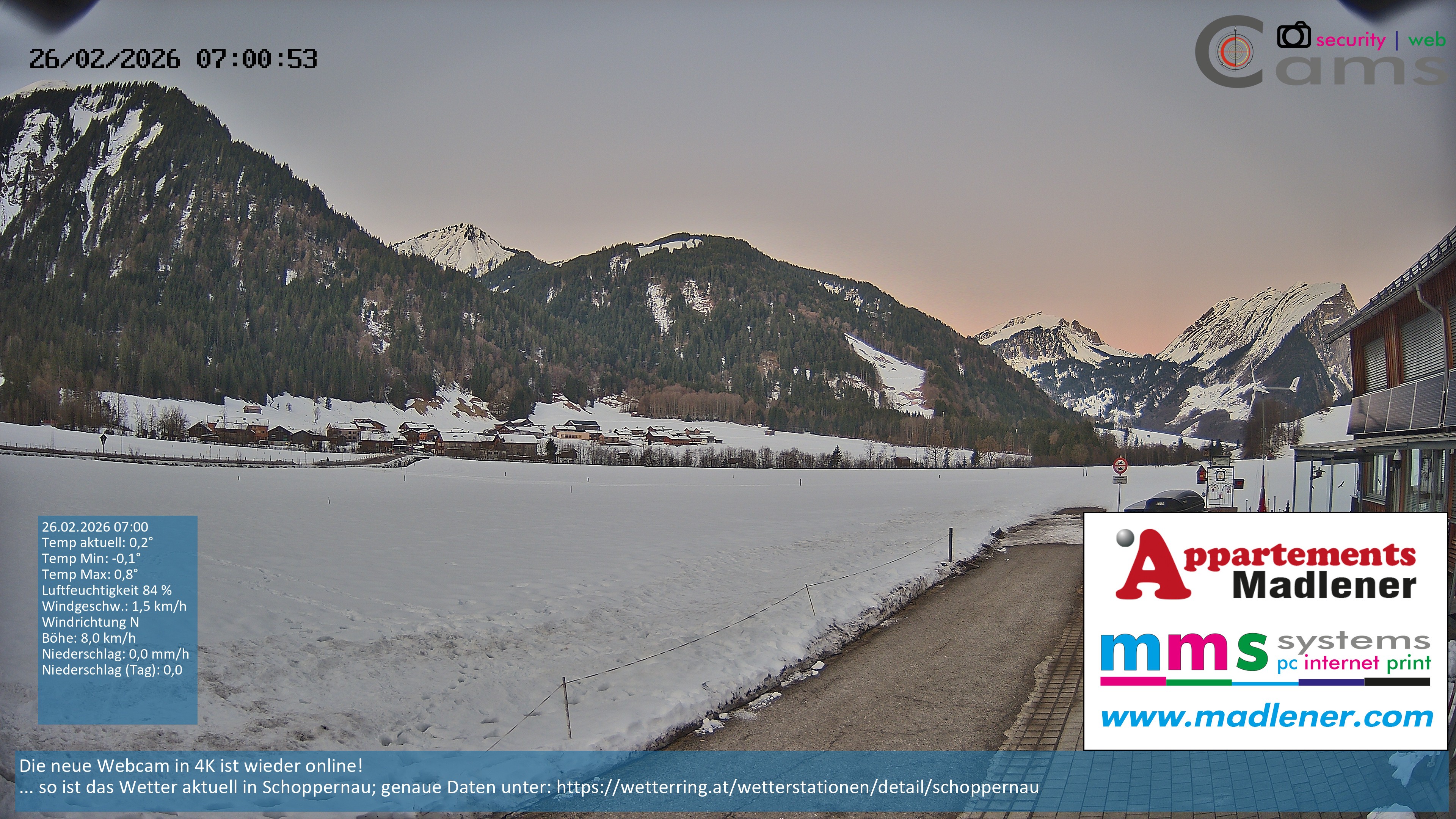 Archived image Webcam Schoppernau lower valley in the Bregenzerwald