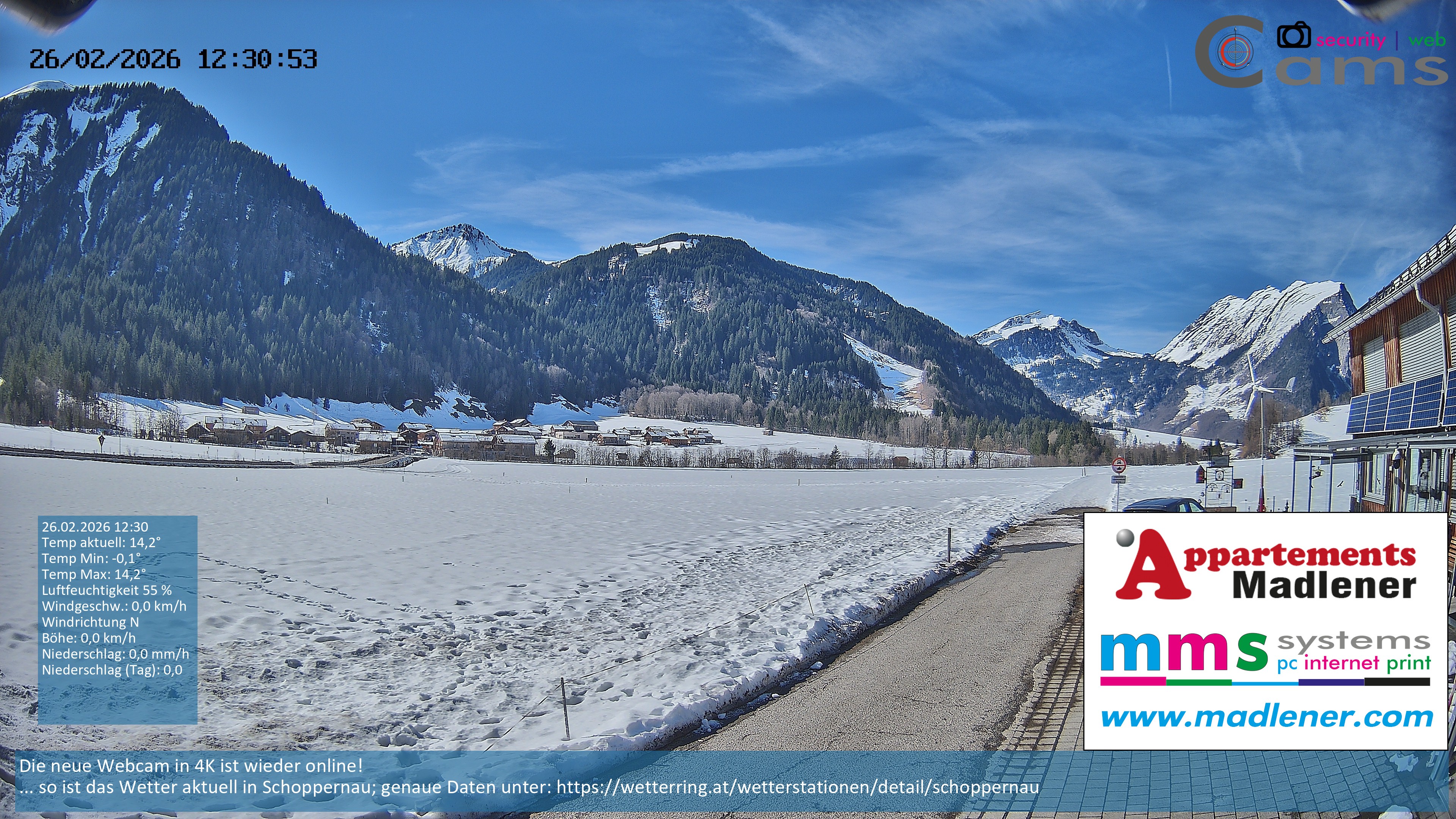 Archived image Webcam Schoppernau lower valley in the Bregenzerwald
