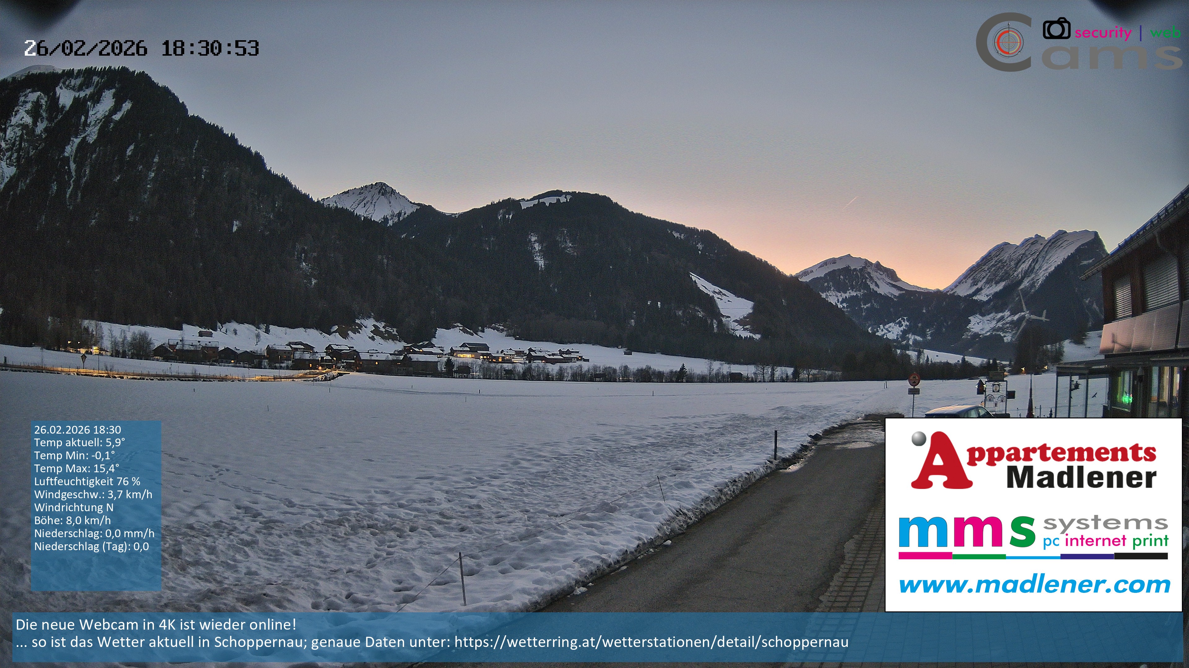 Archived image Webcam Schoppernau lower valley in the Bregenzerwald