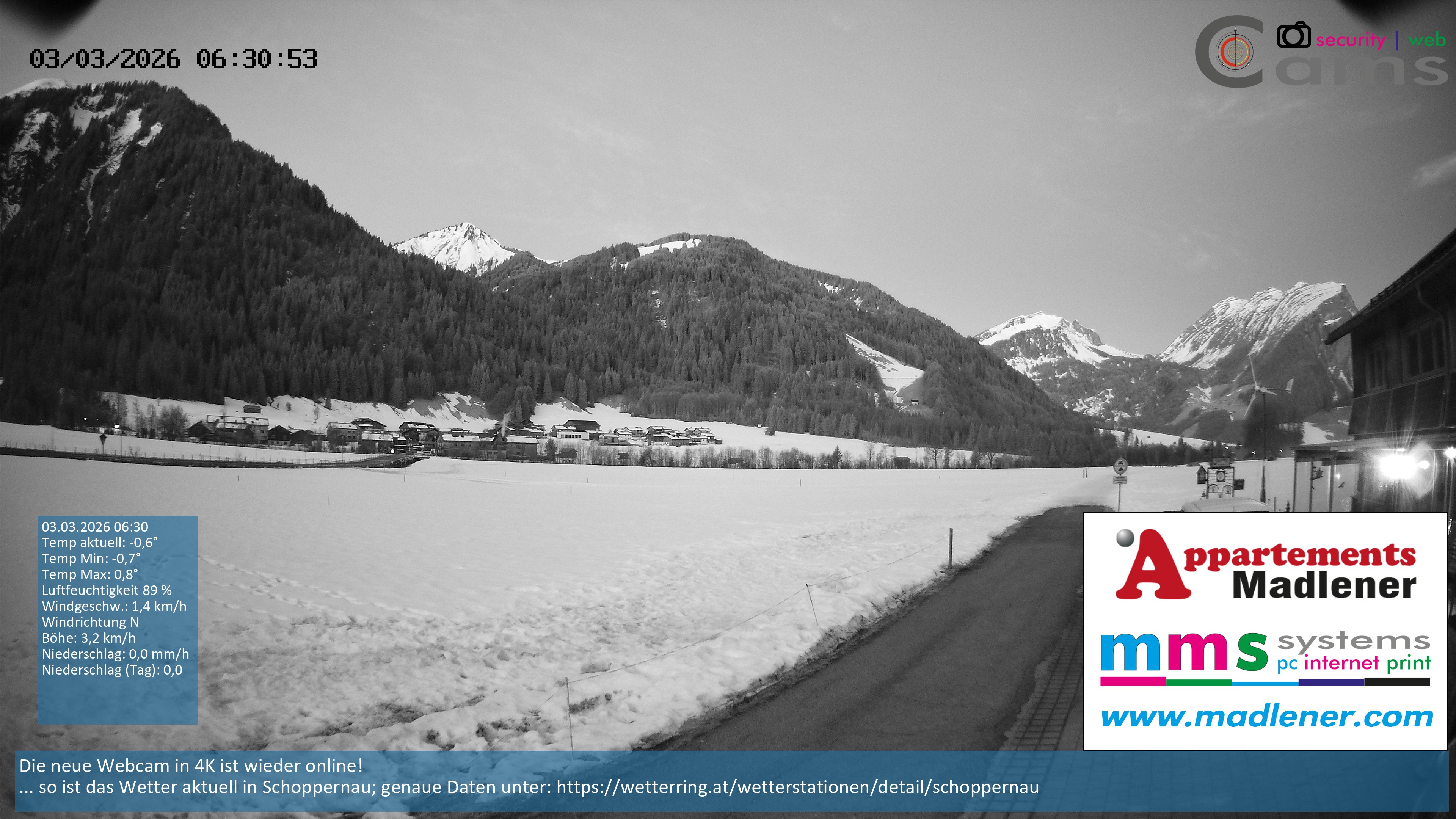 Archiv Foto Webcam Schoppernau Unterdorf im Bregenzerwald