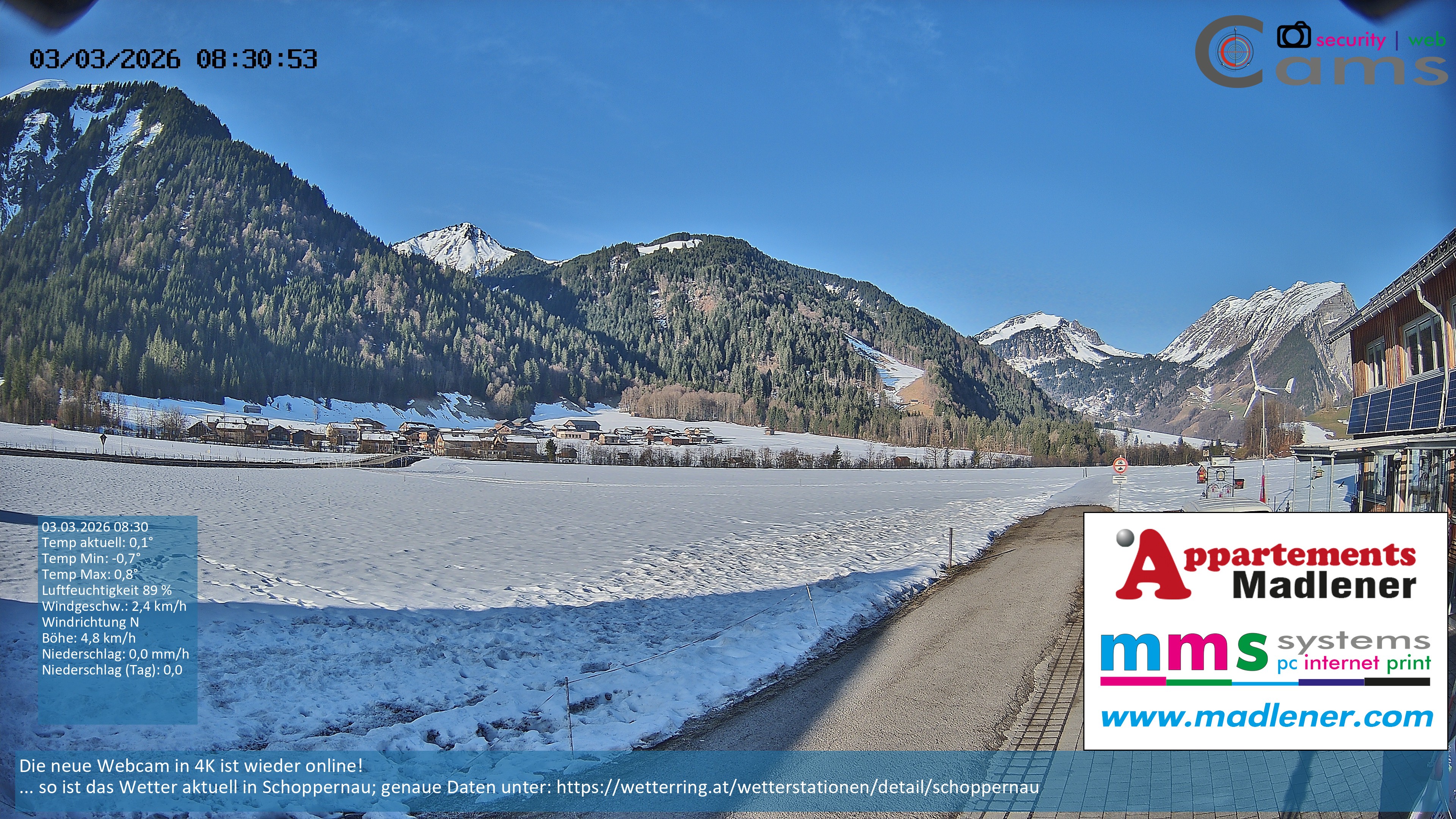 Archiv Foto Webcam Schoppernau Unterdorf im Bregenzerwald
