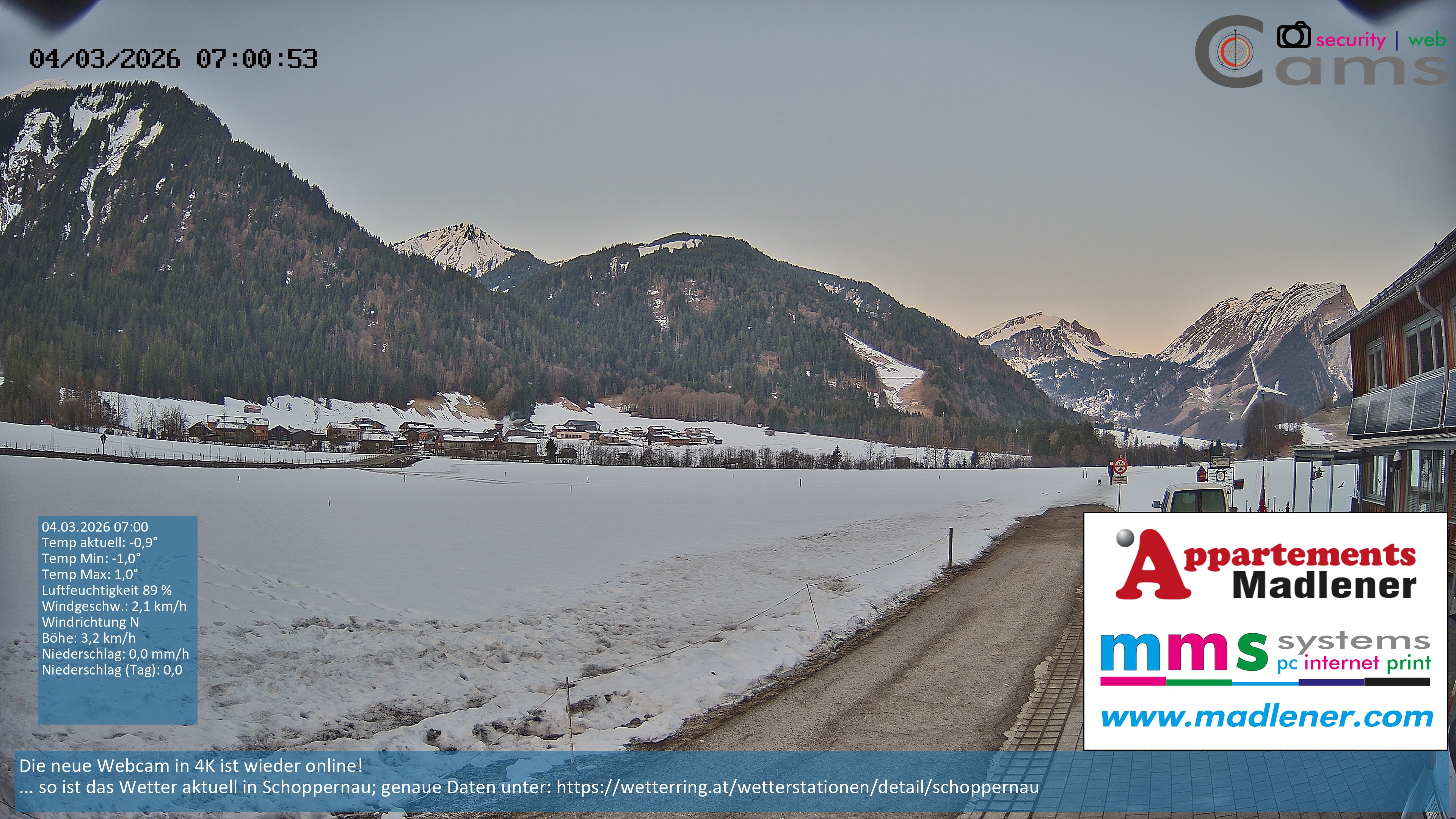 Archiv Foto Webcam Schoppernau Unterdorf im Bregenzerwald
