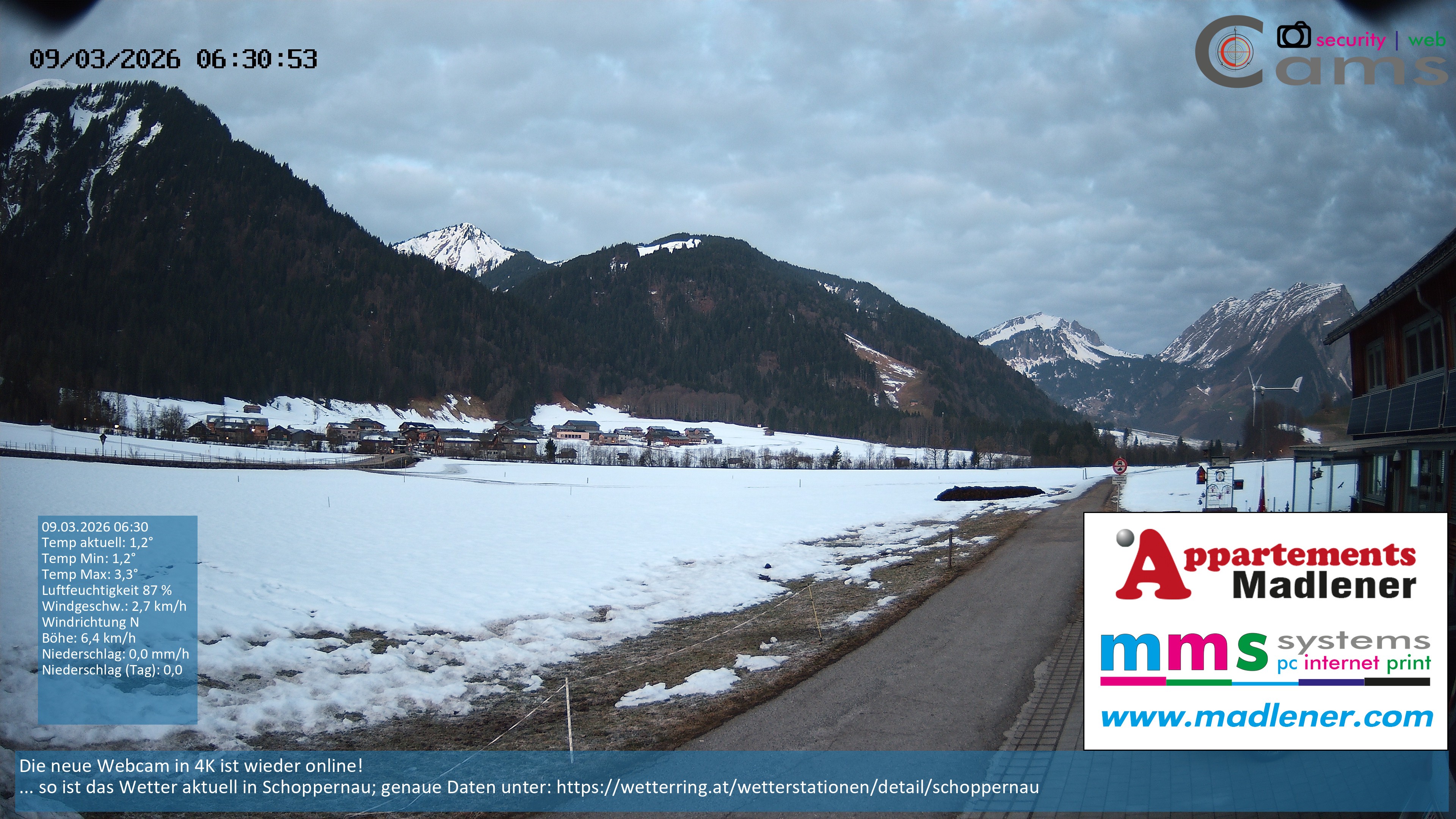 Archiv Foto Webcam Schoppernau Unterdorf im Bregenzerwald