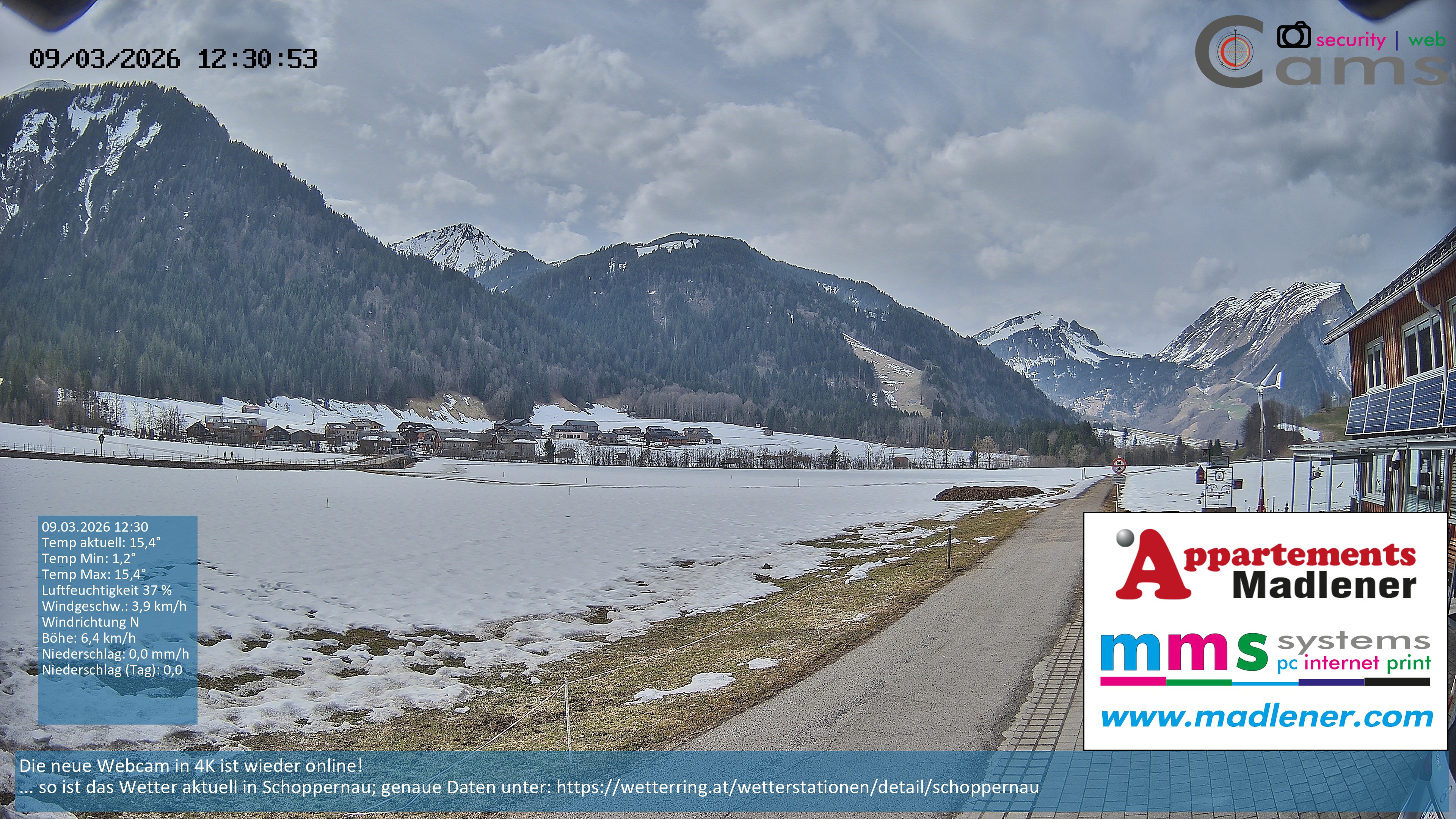 Archiv Foto Webcam Schoppernau Unterdorf im Bregenzerwald