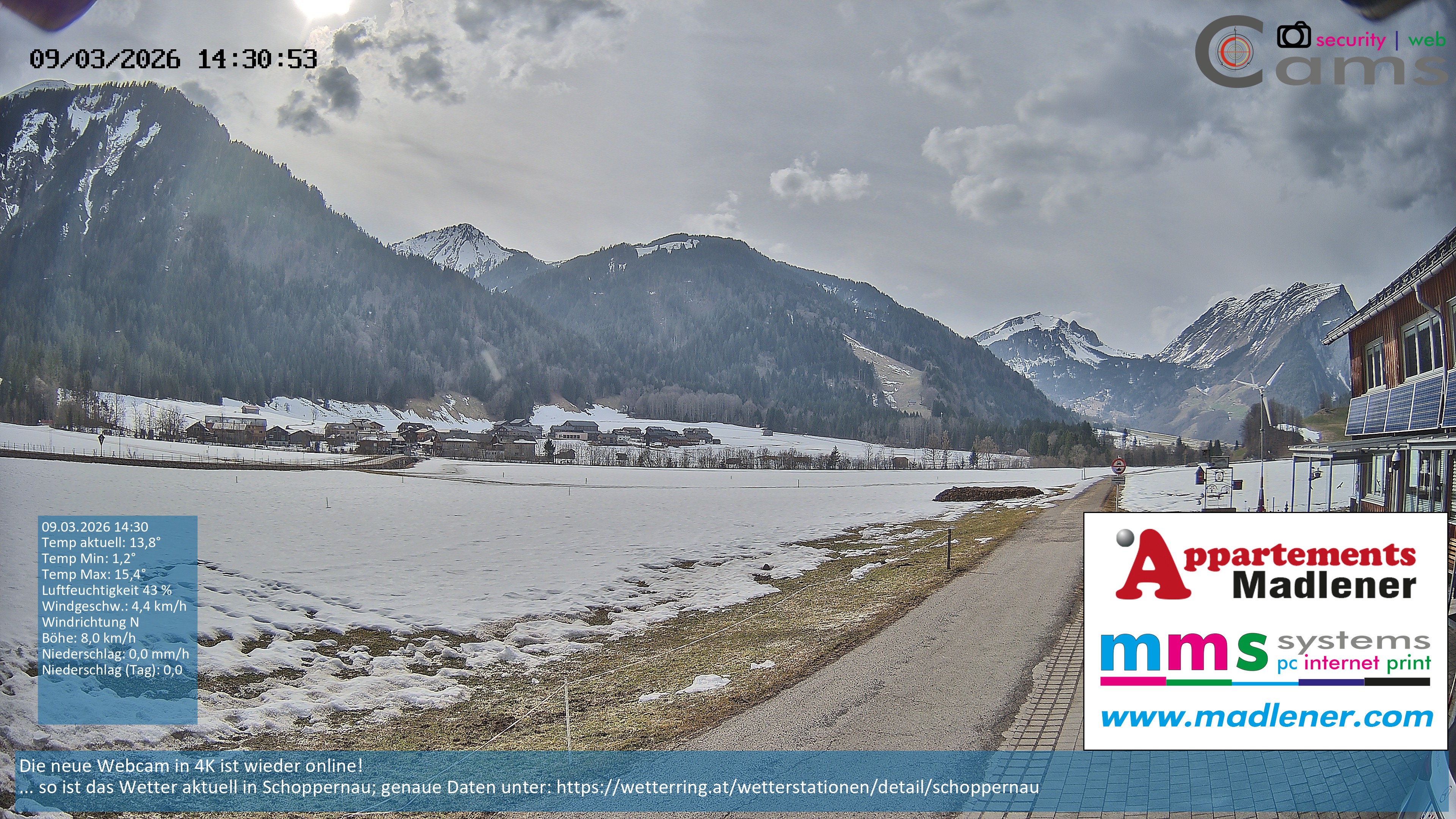 Archiv Foto Webcam Schoppernau Unterdorf im Bregenzerwald