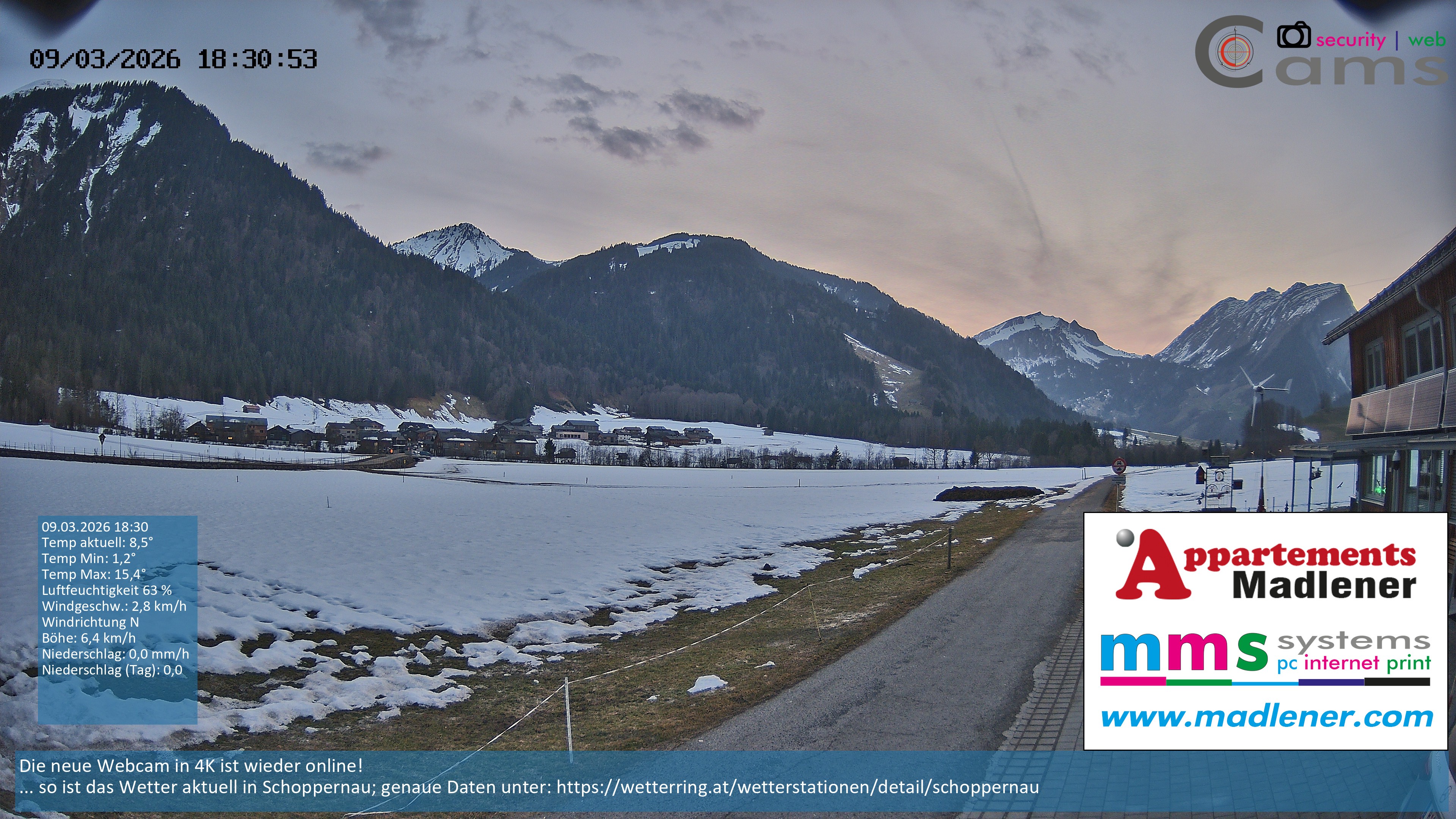 Archiv Foto Webcam Schoppernau Unterdorf im Bregenzerwald