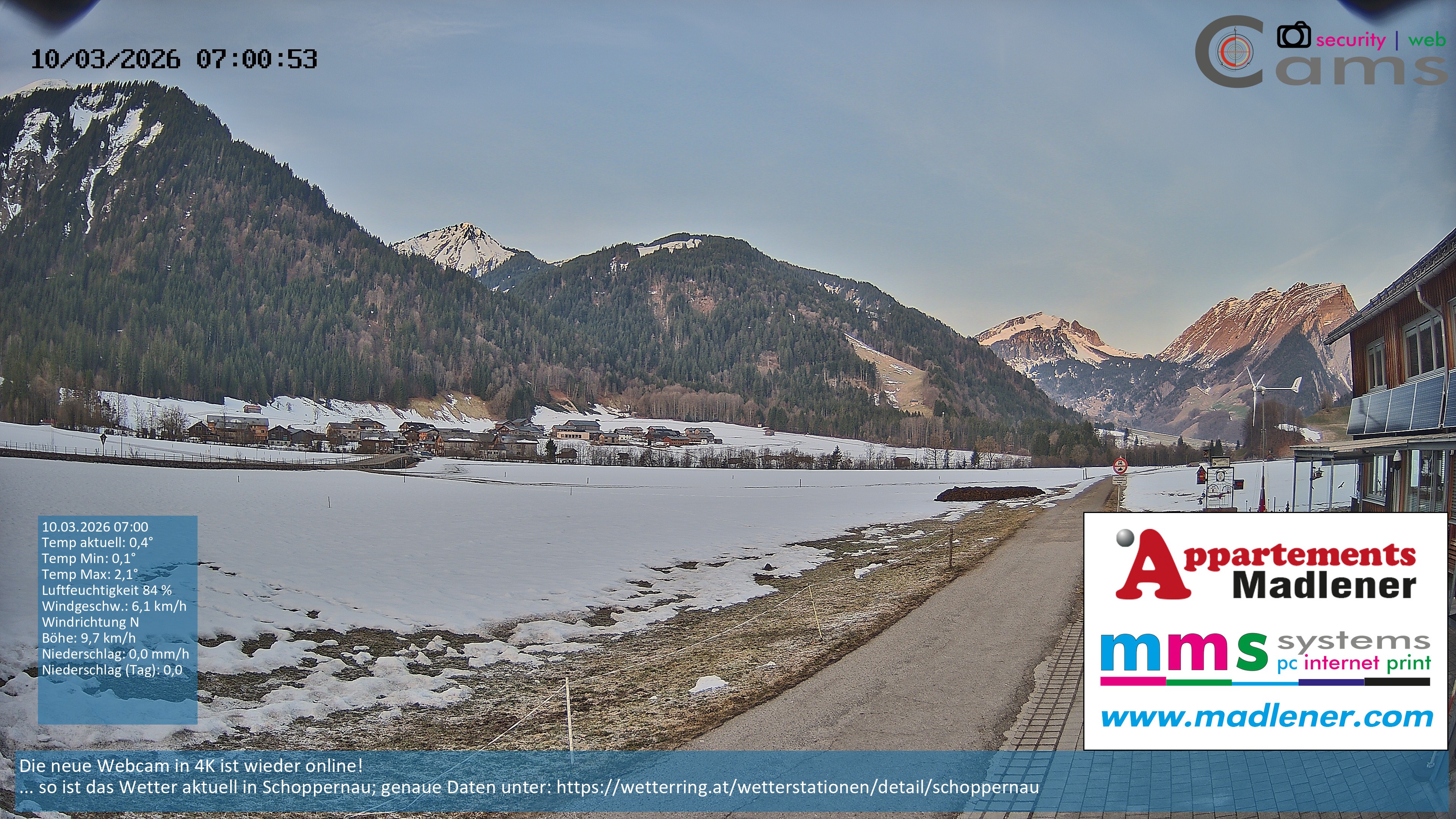Archiv Foto Webcam Schoppernau Unterdorf im Bregenzerwald