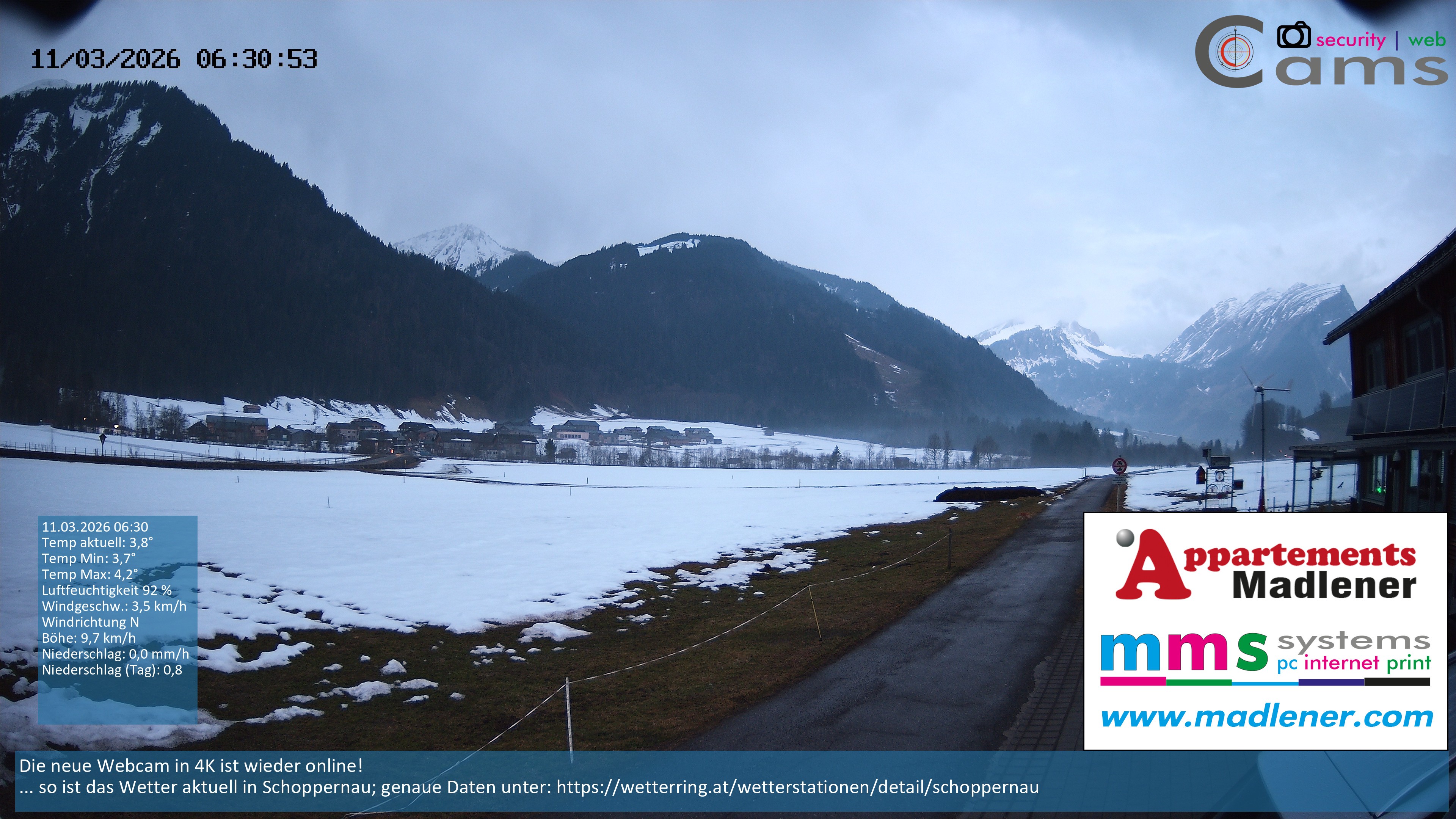Archiv Foto Webcam Schoppernau Unterdorf im Bregenzerwald