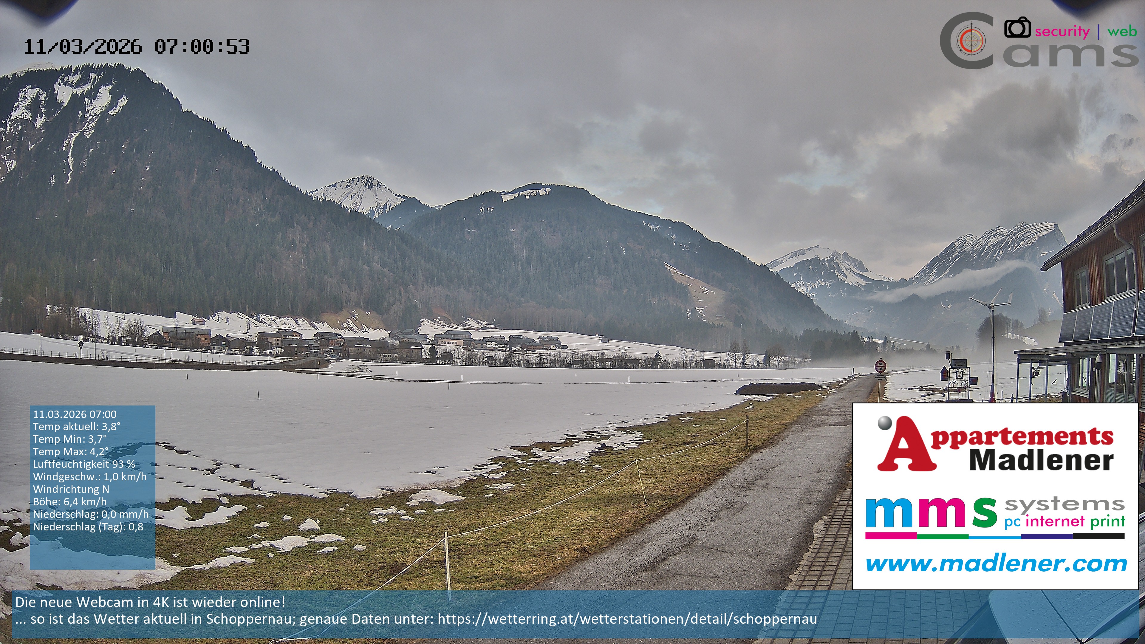 Archiv Foto Webcam Schoppernau Unterdorf im Bregenzerwald