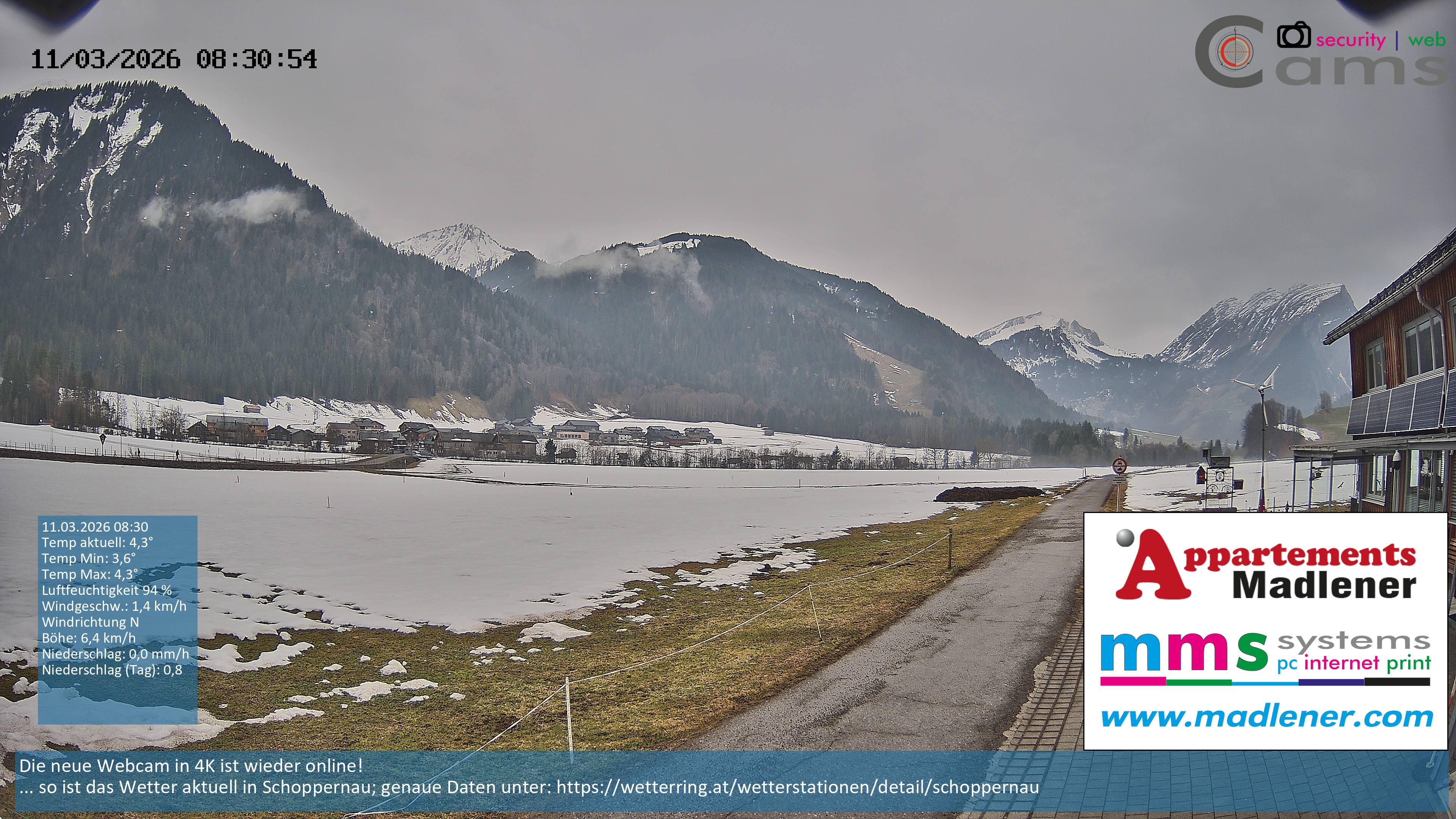 Archiv Foto Webcam Schoppernau Unterdorf im Bregenzerwald