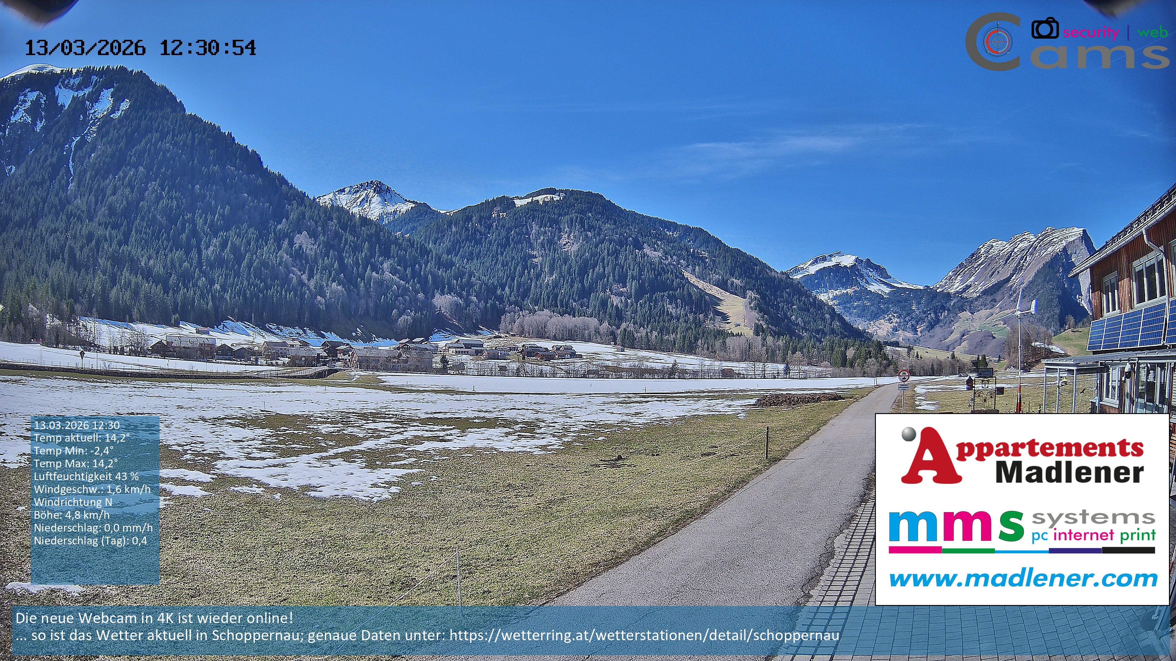 Archiv Foto Webcam Schoppernau Unterdorf im Bregenzerwald