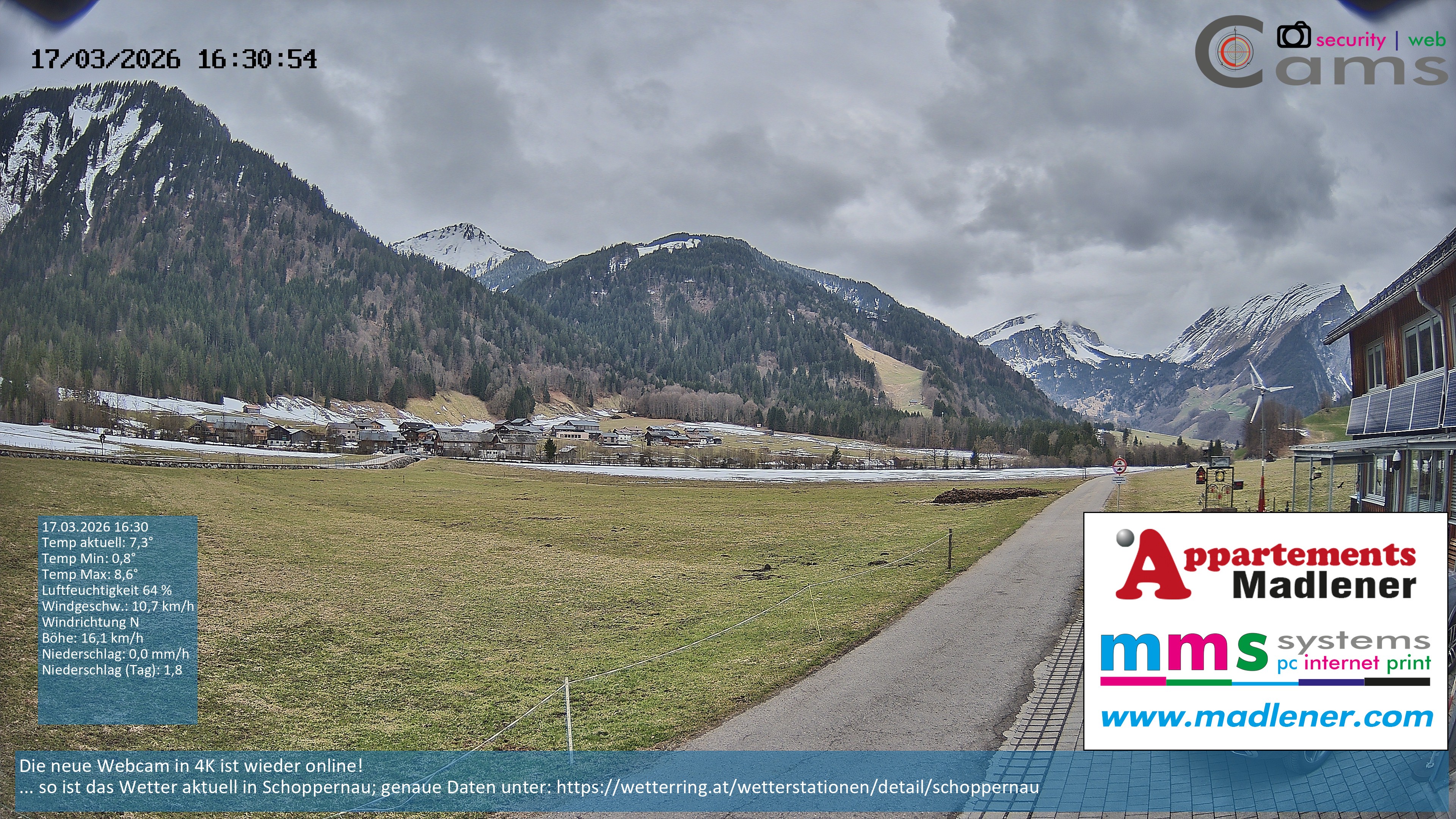 Archiv Foto Webcam Schoppernau Unterdorf im Bregenzerwald