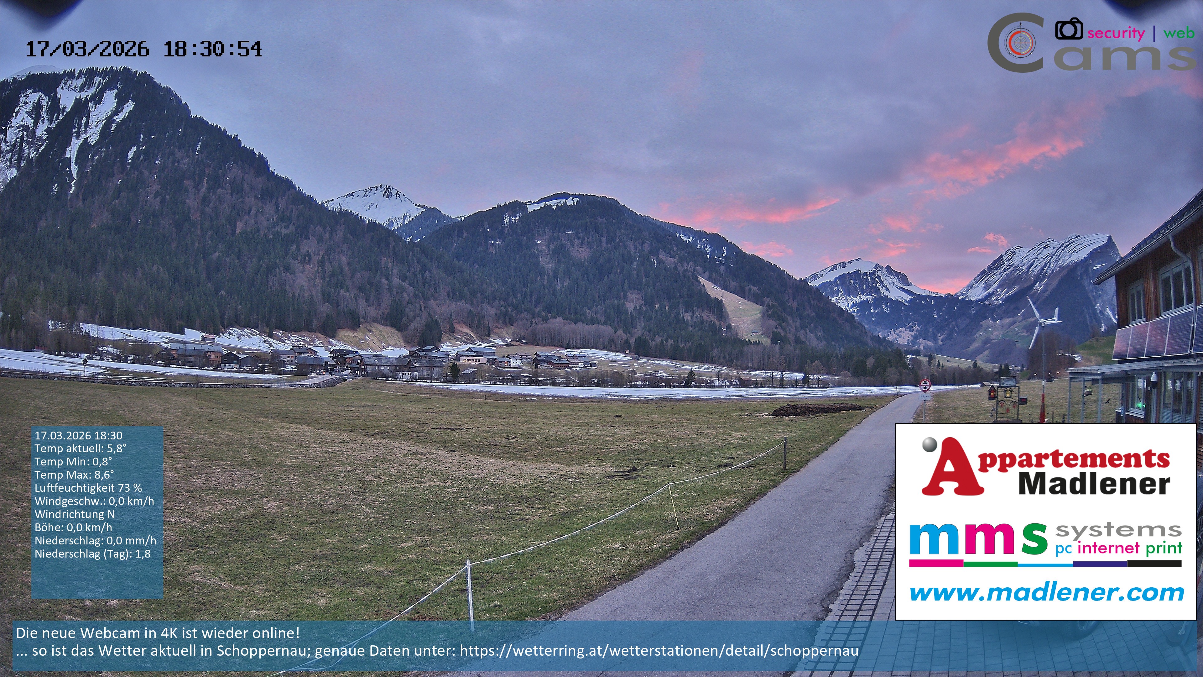 Archiv Foto Webcam Schoppernau Unterdorf im Bregenzerwald