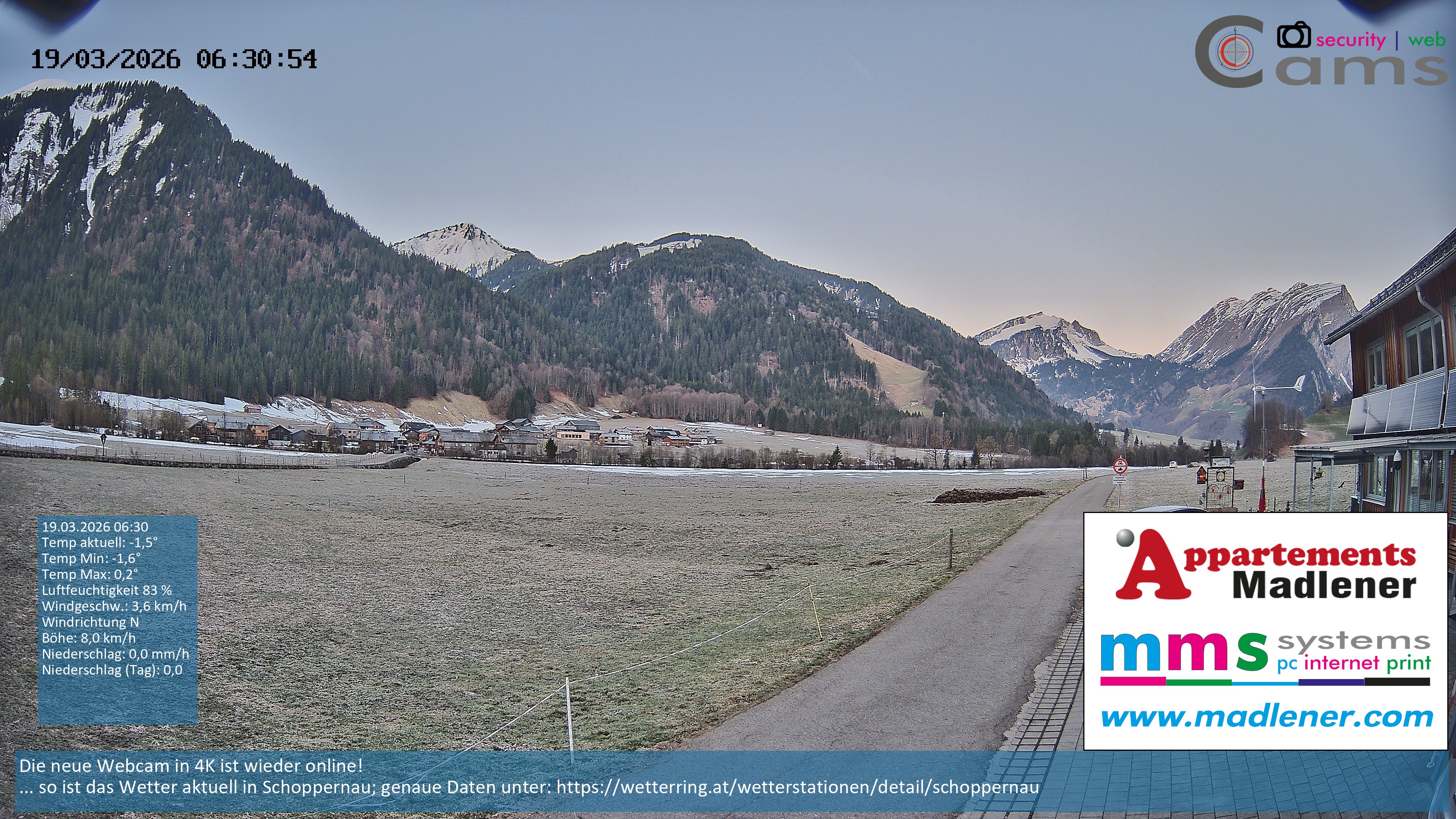 Archiv Foto Webcam Schoppernau Unterdorf im Bregenzerwald