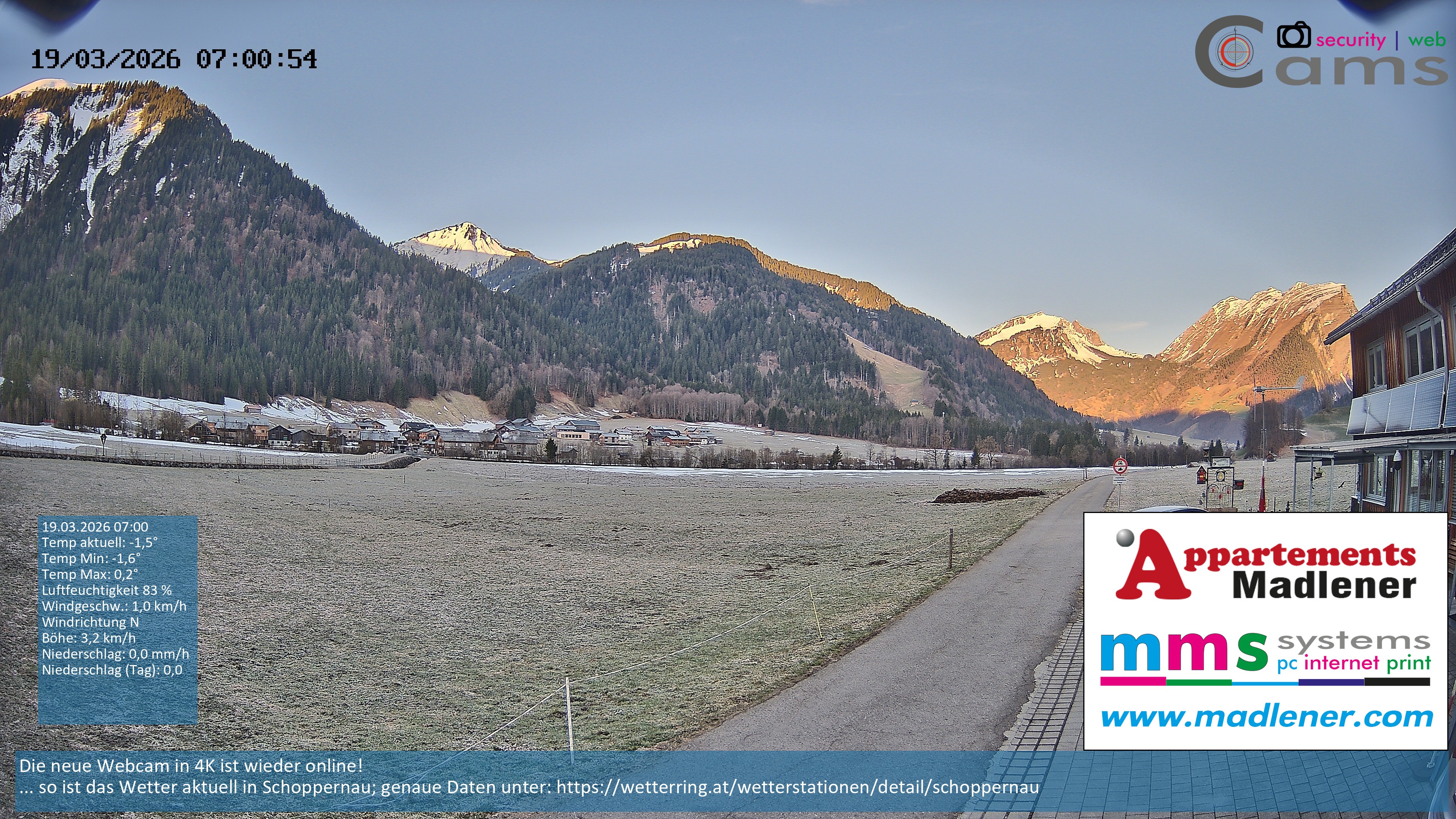 Archiv Foto Webcam Schoppernau Unterdorf im Bregenzerwald