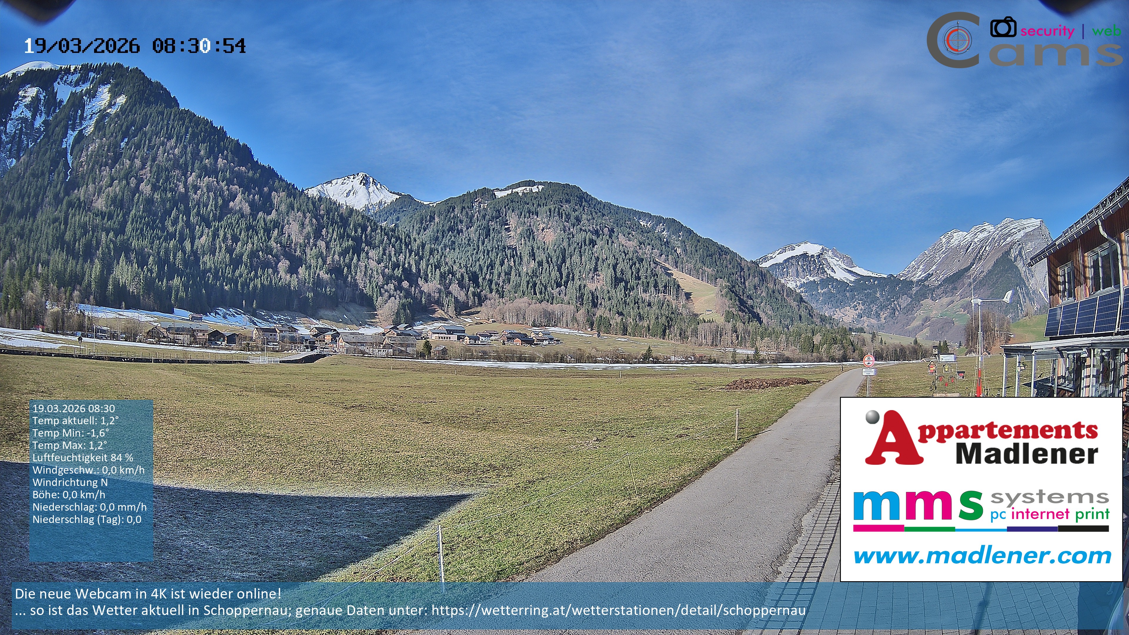 Archiv Foto Webcam Schoppernau Unterdorf im Bregenzerwald