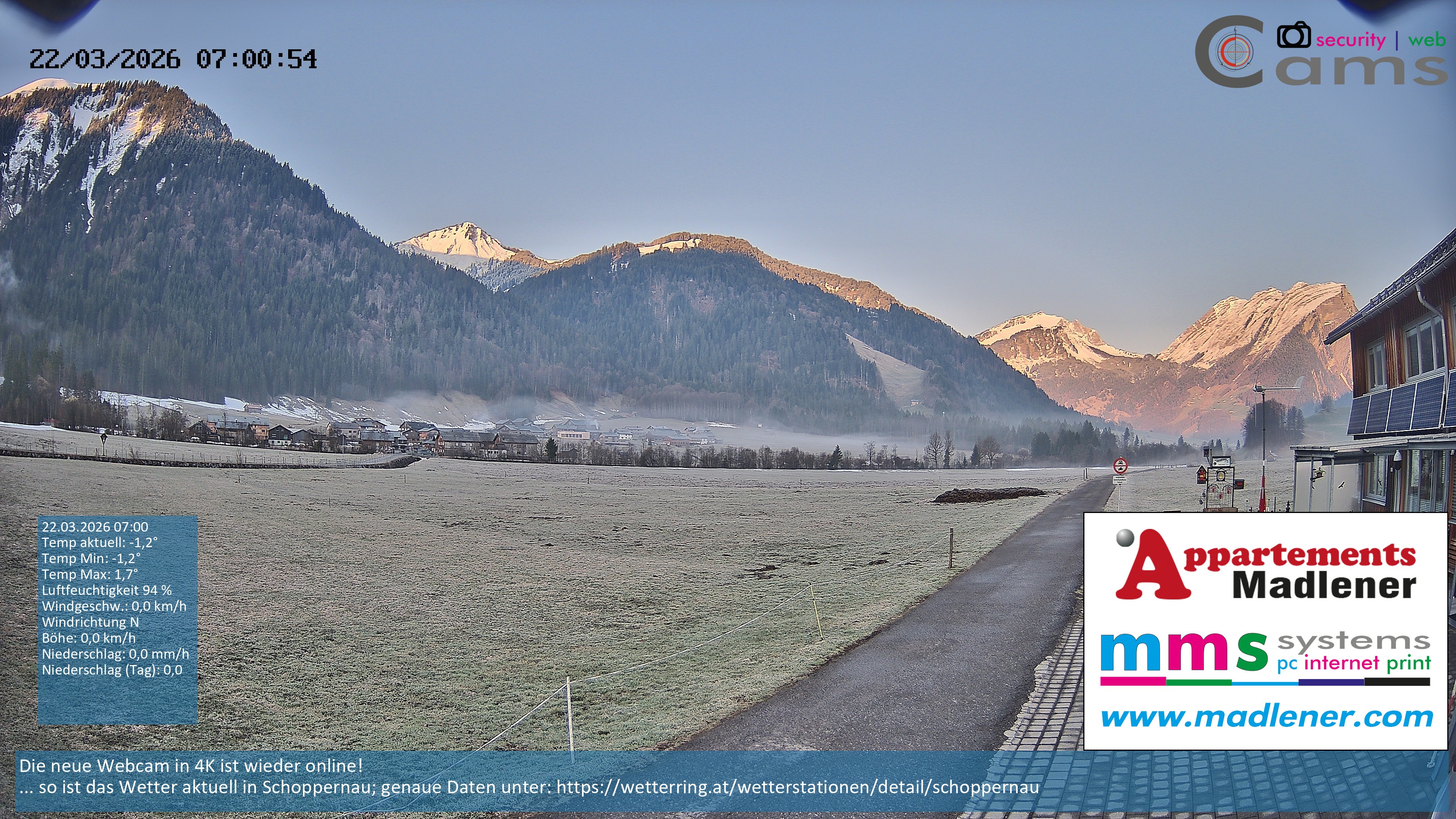 Archiv Foto Webcam Schoppernau Unterdorf im Bregenzerwald